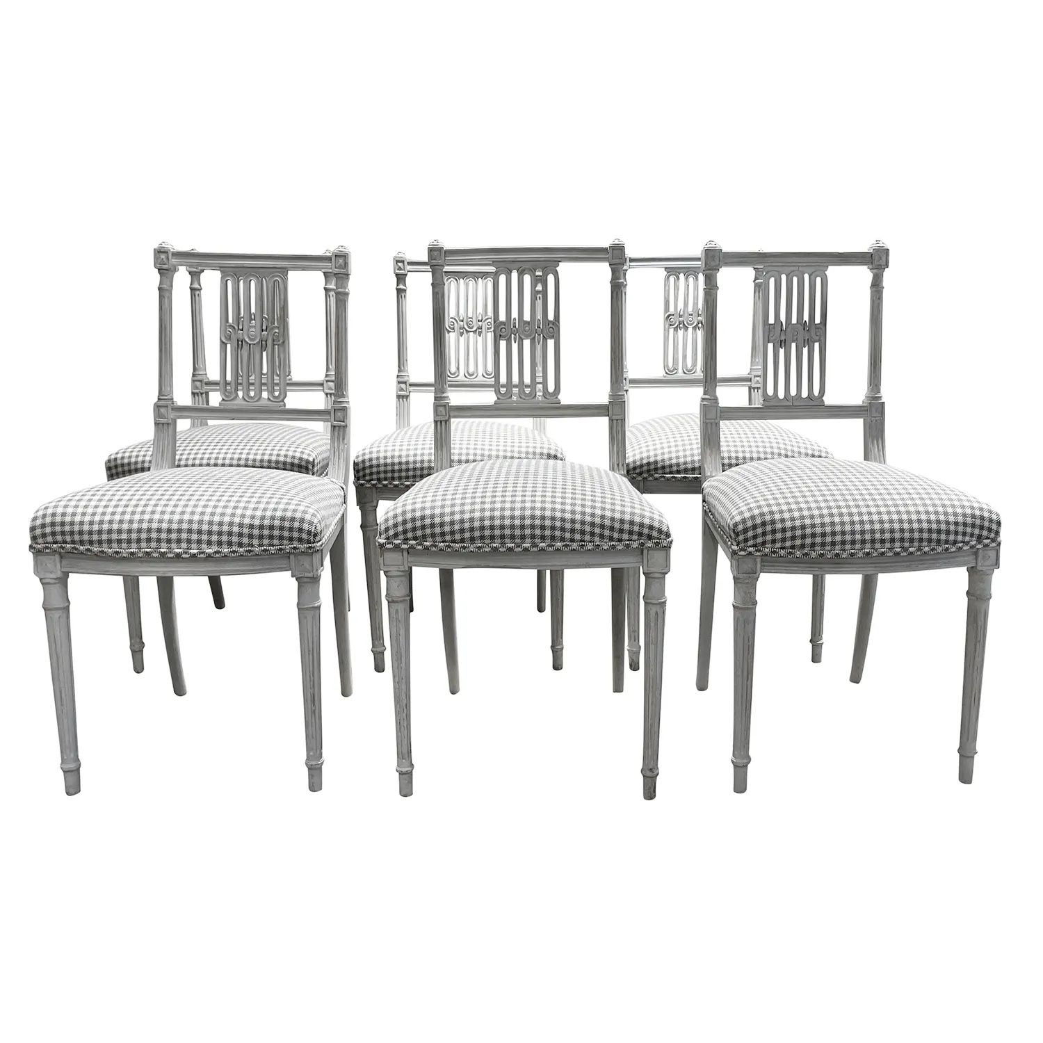 19th Century Danish Set of Six Antique Scandinavian Small Pinewood Side Chairs