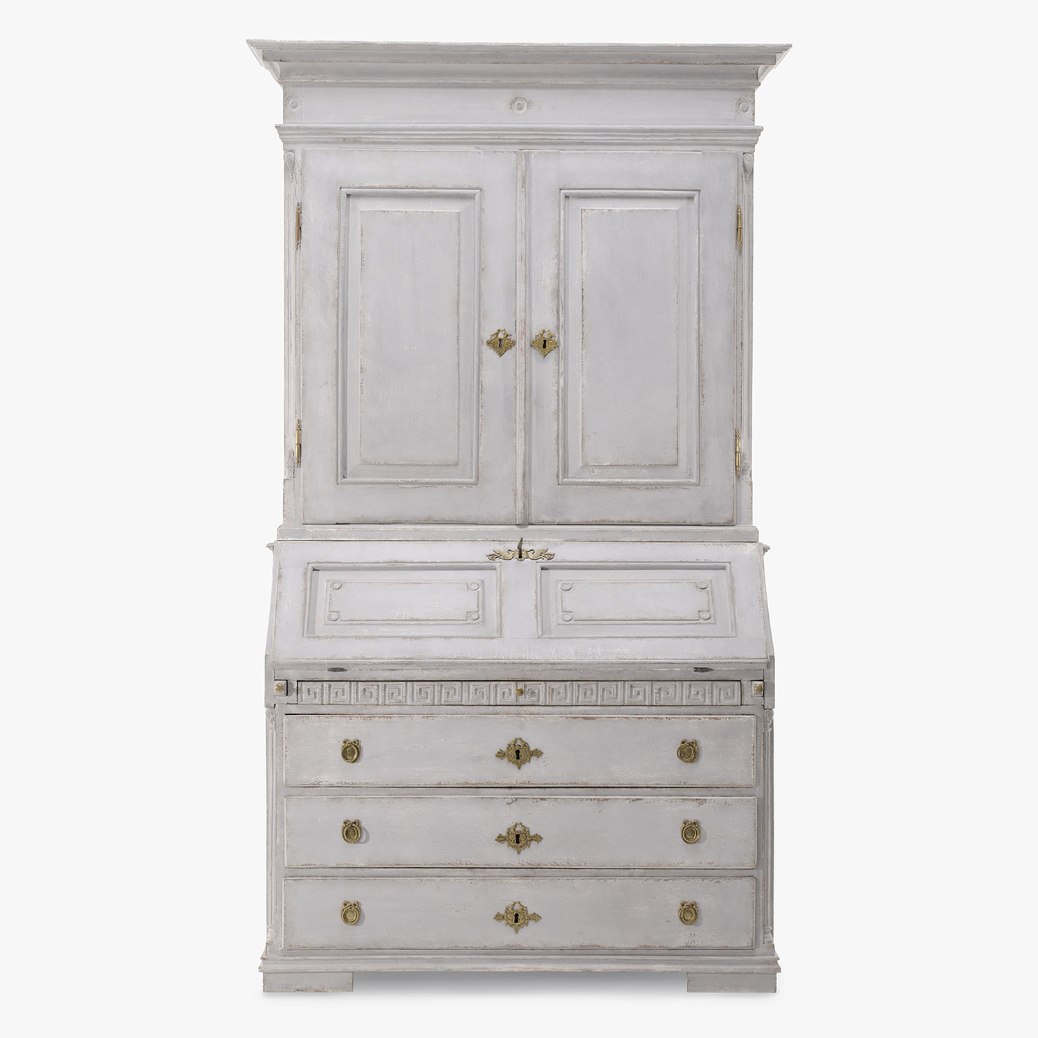 18th Century Grey Swedish Gustavian Two Part Pine Secretary – Scandinavian Desk