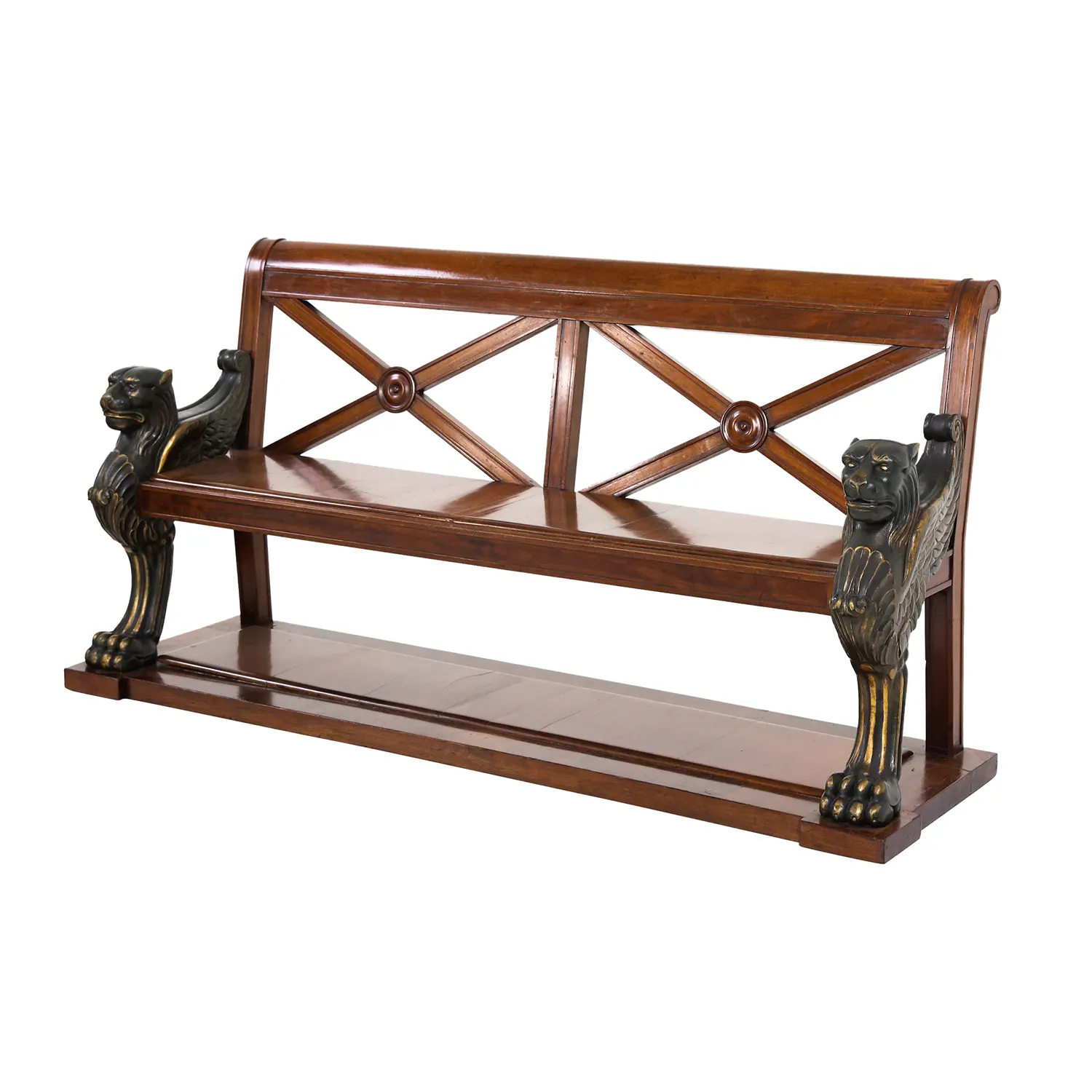 19th Century French Pair of Mahogany Benches Attributed to Jacob Desmalter