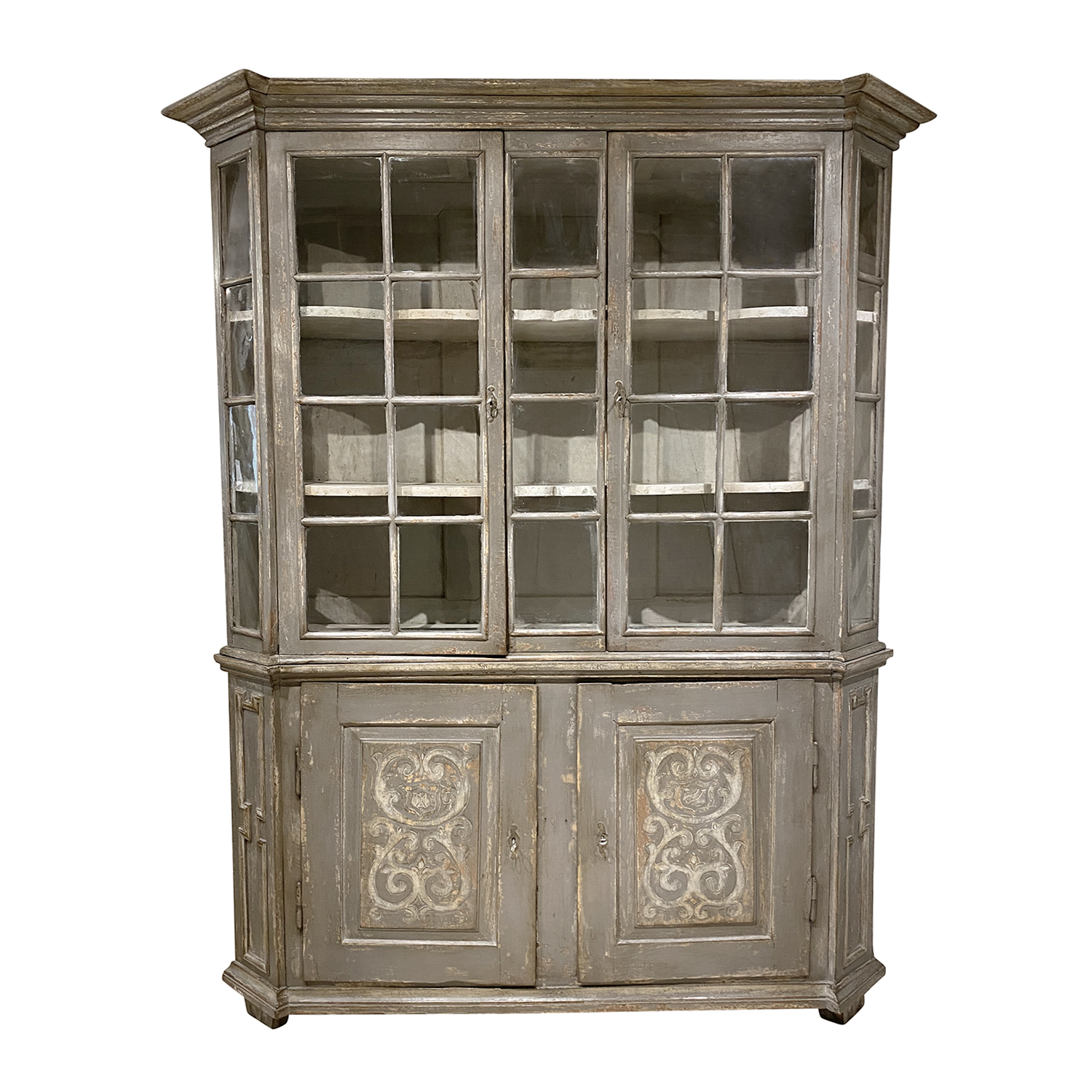 18th – 19th Century Swedish Baroque Pinewood, Glass Bookcase – Antique Showcase