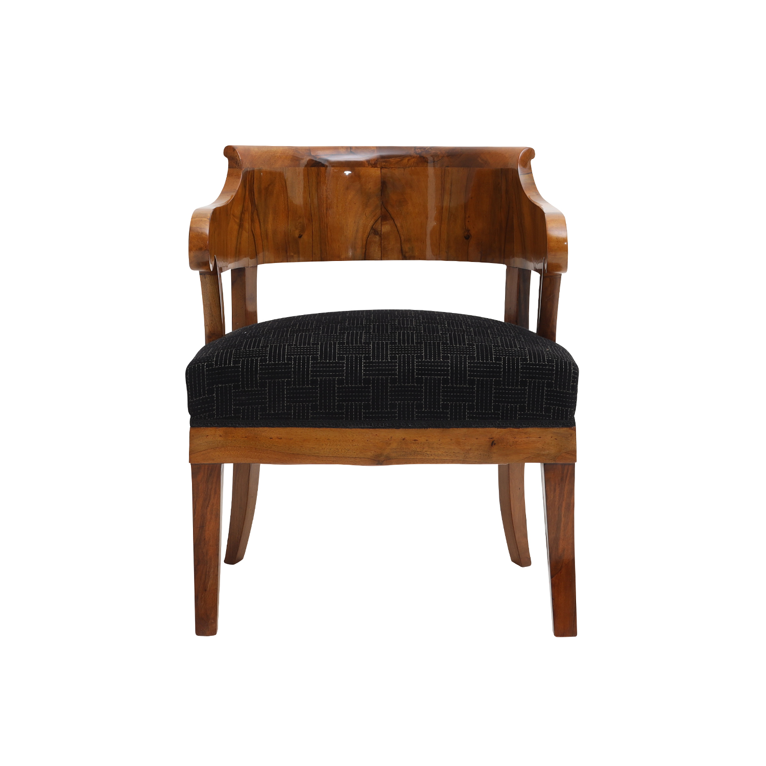 19th Century German Biedermeier Antique Shellac Polished Mahogany Armchair