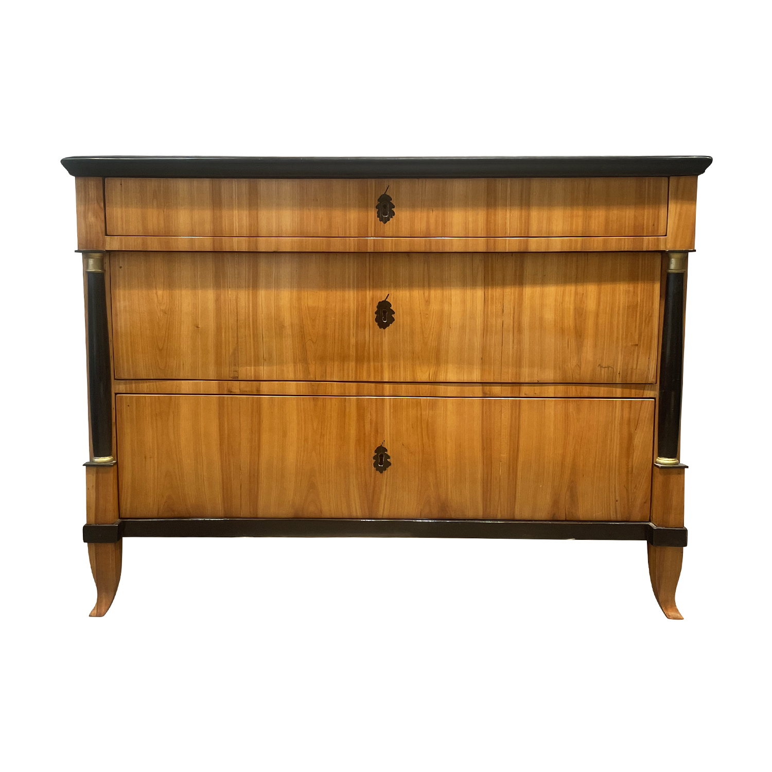 19th Century German Biedermeier Antique Veneered Cherrywood Chest of Drawers