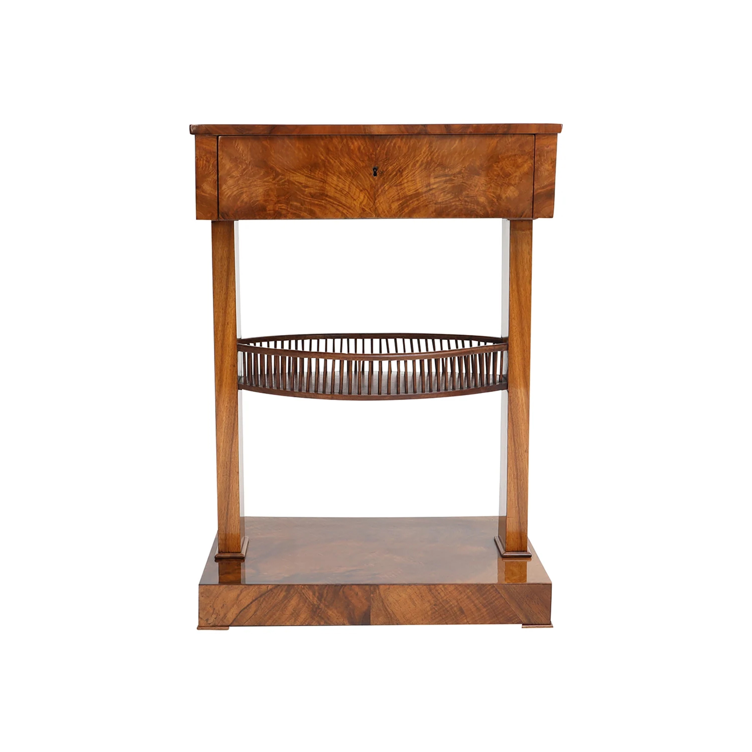 19th Century German Biedermeier Walnut Sewing Table – Antique Side Table