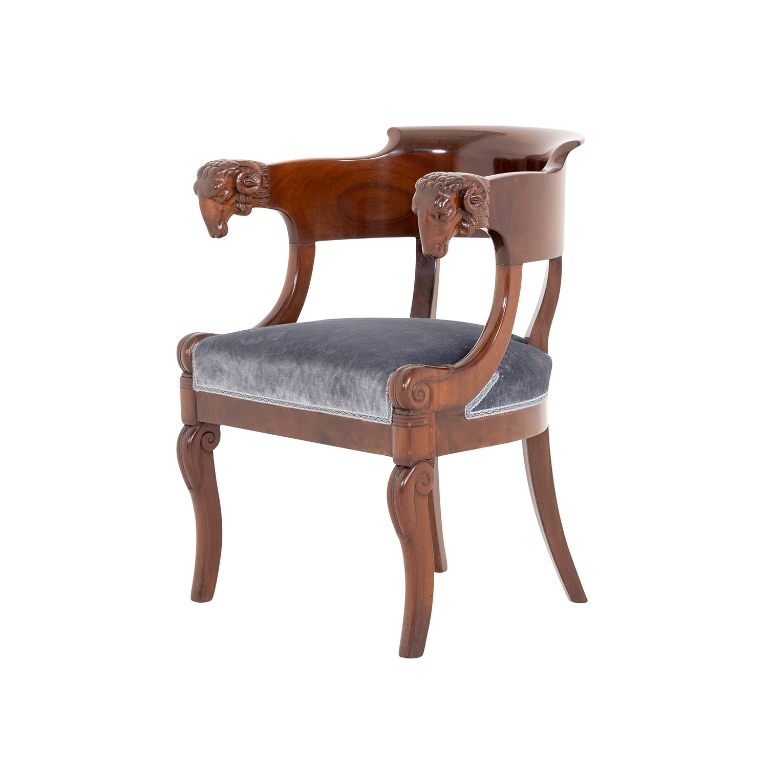 19th Century German Biedermeier Polished Mahogany Armchair – Antique Side Chair