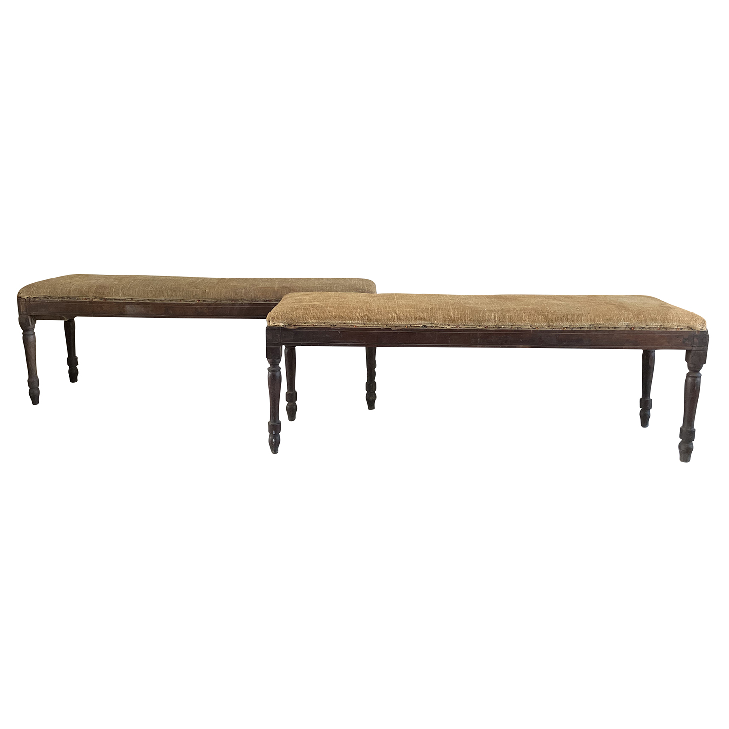 18th Century French Pair of Antique Louis XVI Walnut Benches