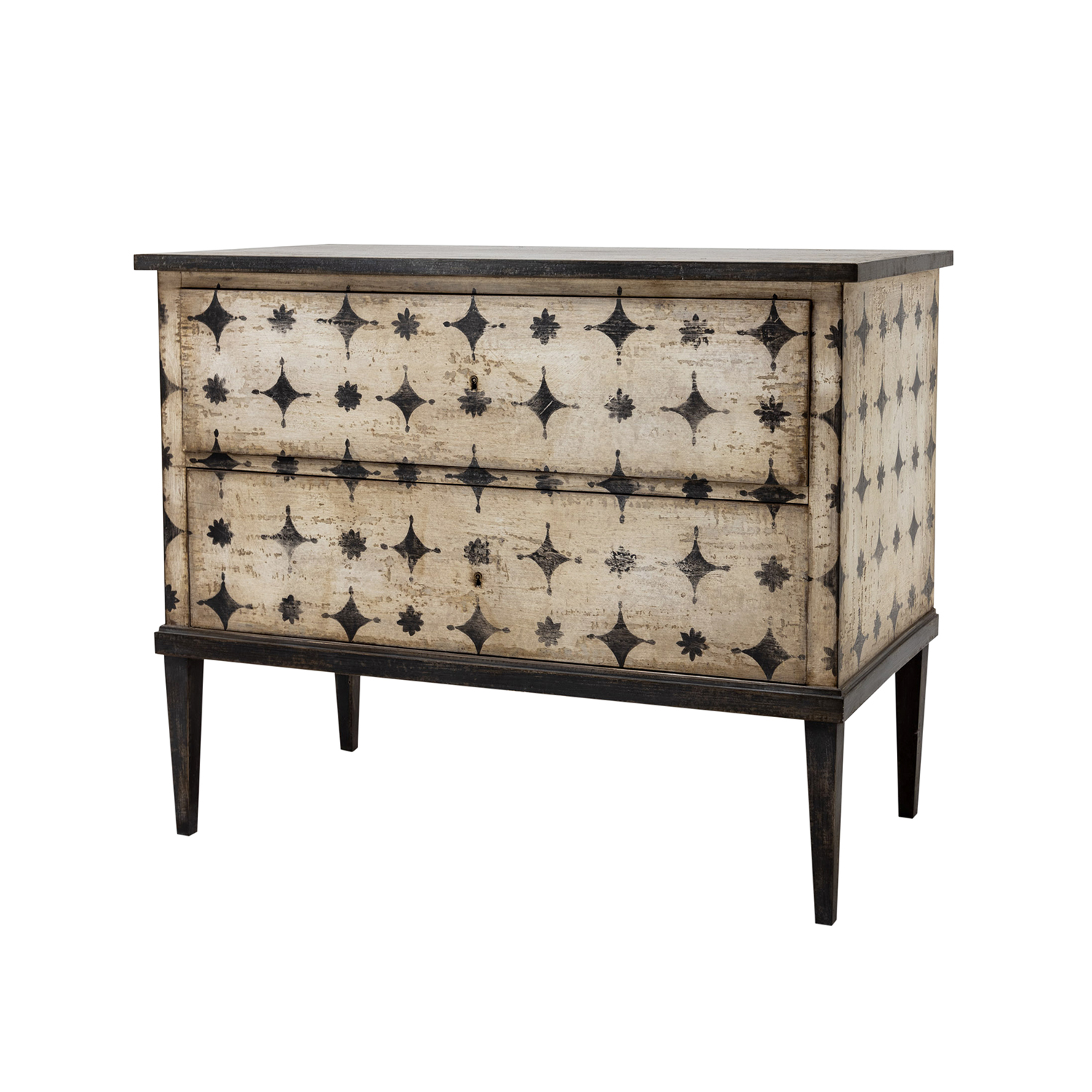 19th Century Cream-White Italian Arte Povera Pine Commode – Antique Tuscan Chest