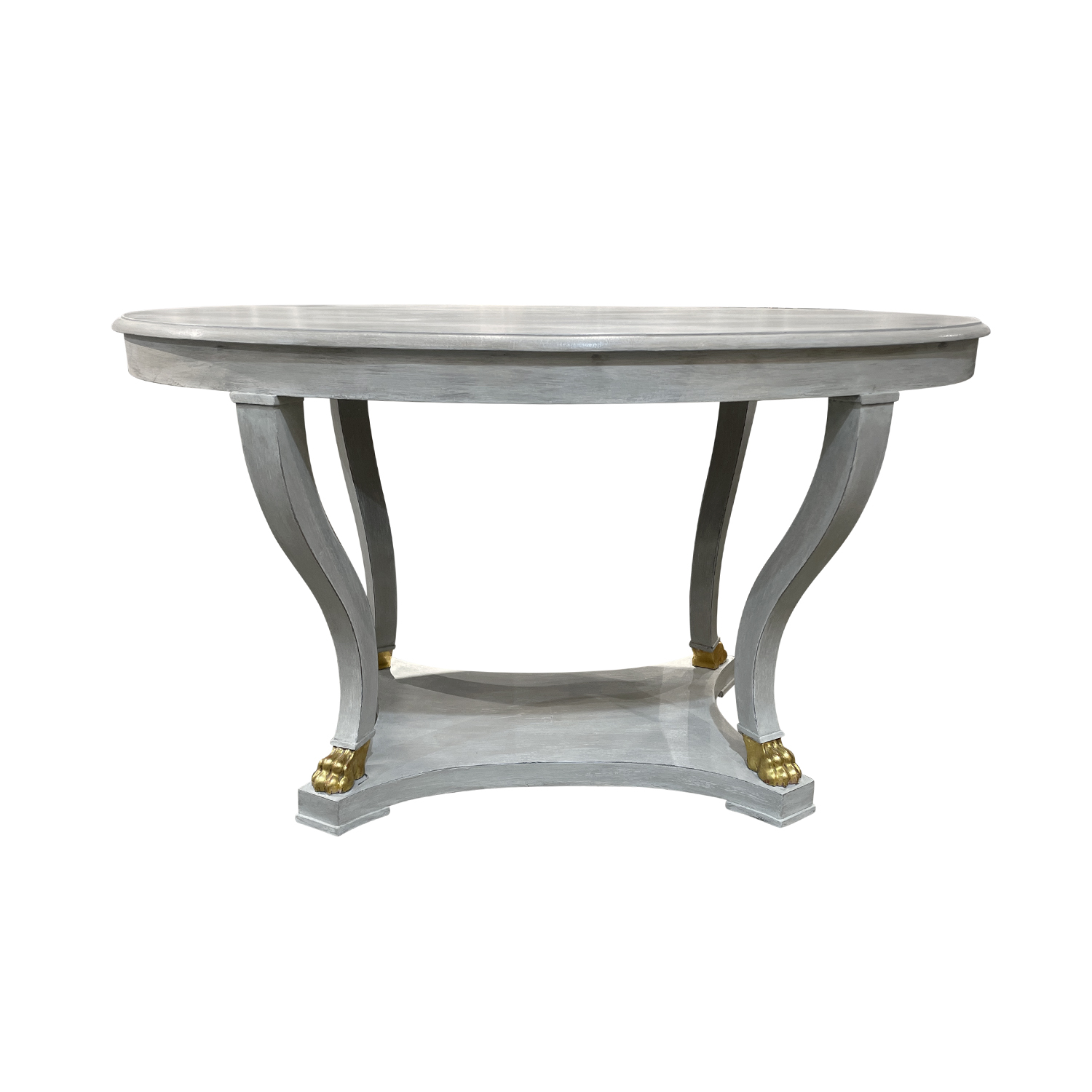 19th Century Light-Grey Swedish Gustavian Antique Oval Pine Dining Room Table