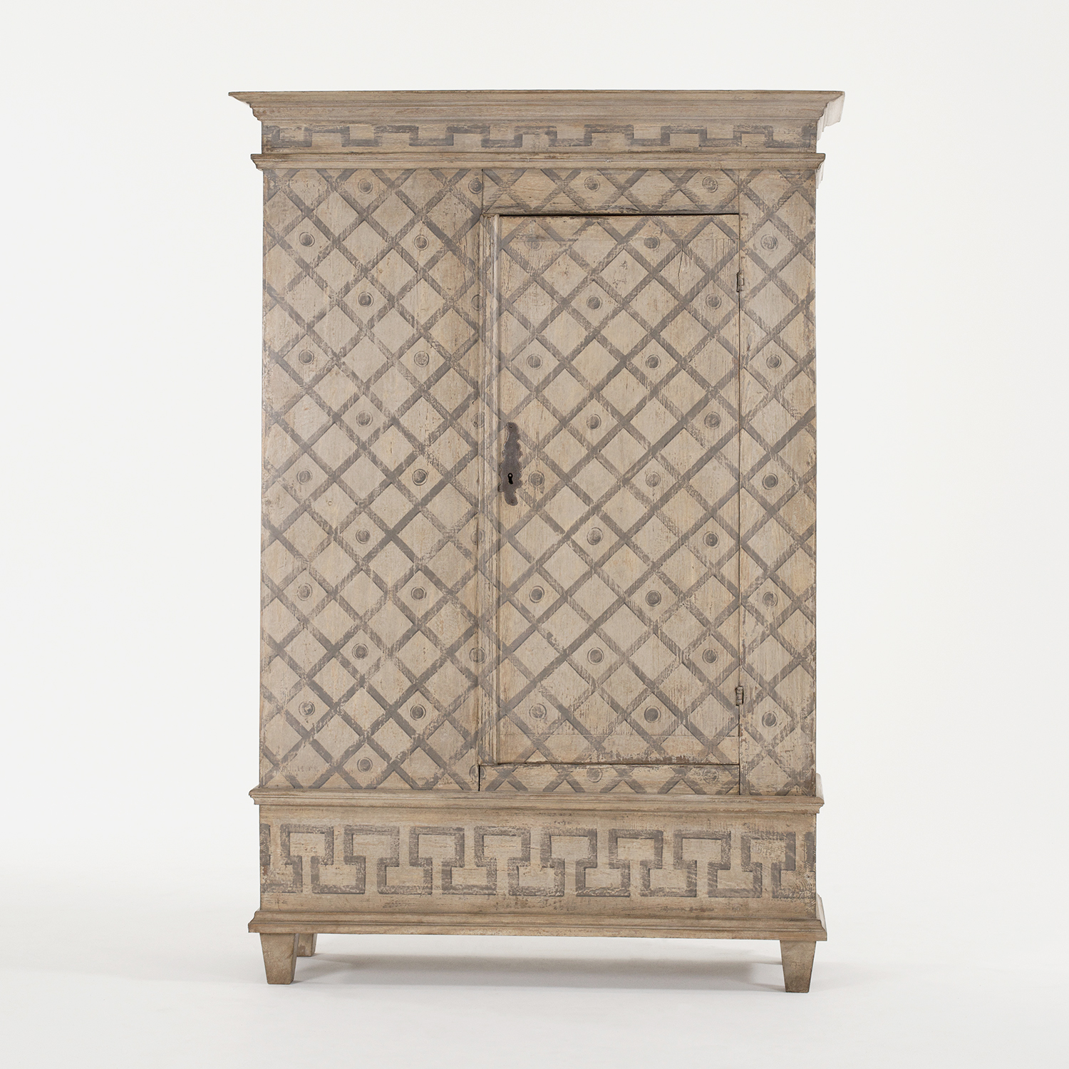 19th Century Italian Arte Povera Painted Walnut Armoire – Antique Tuscan Cabinet