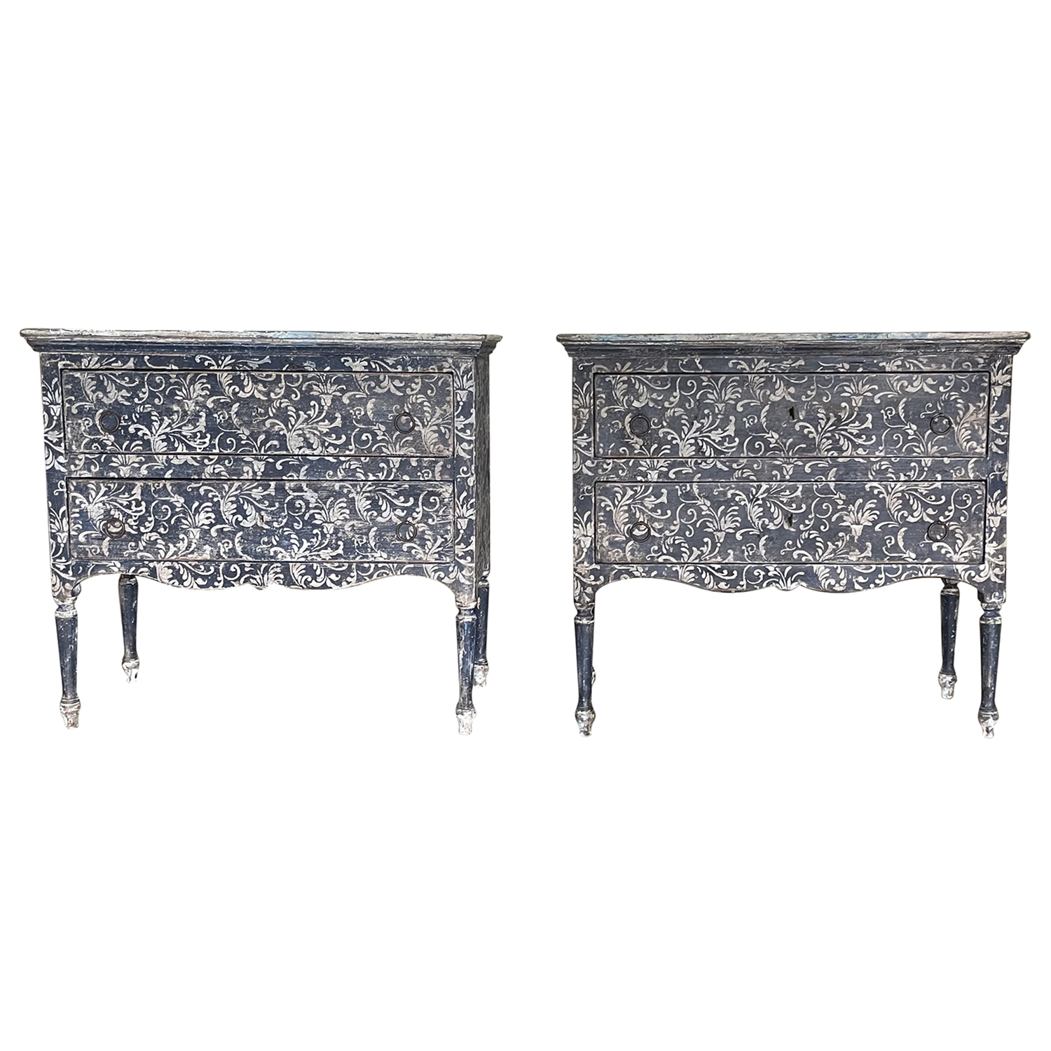 19th Century Italian Pair of Antique Sculptural Arte Povera Pinewood Nightstands