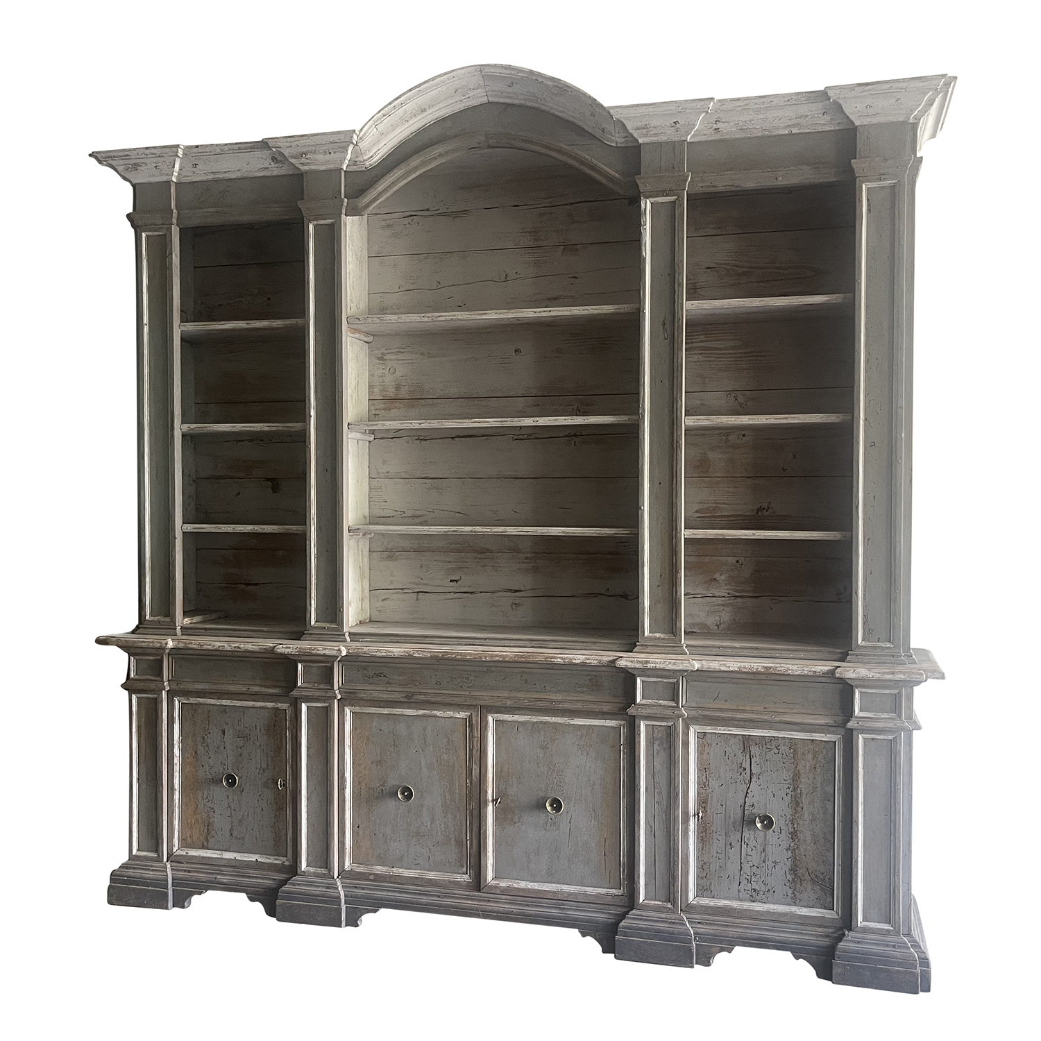 19th Century Italian Pinewood Bookcase – Large Antique Library Cabinet