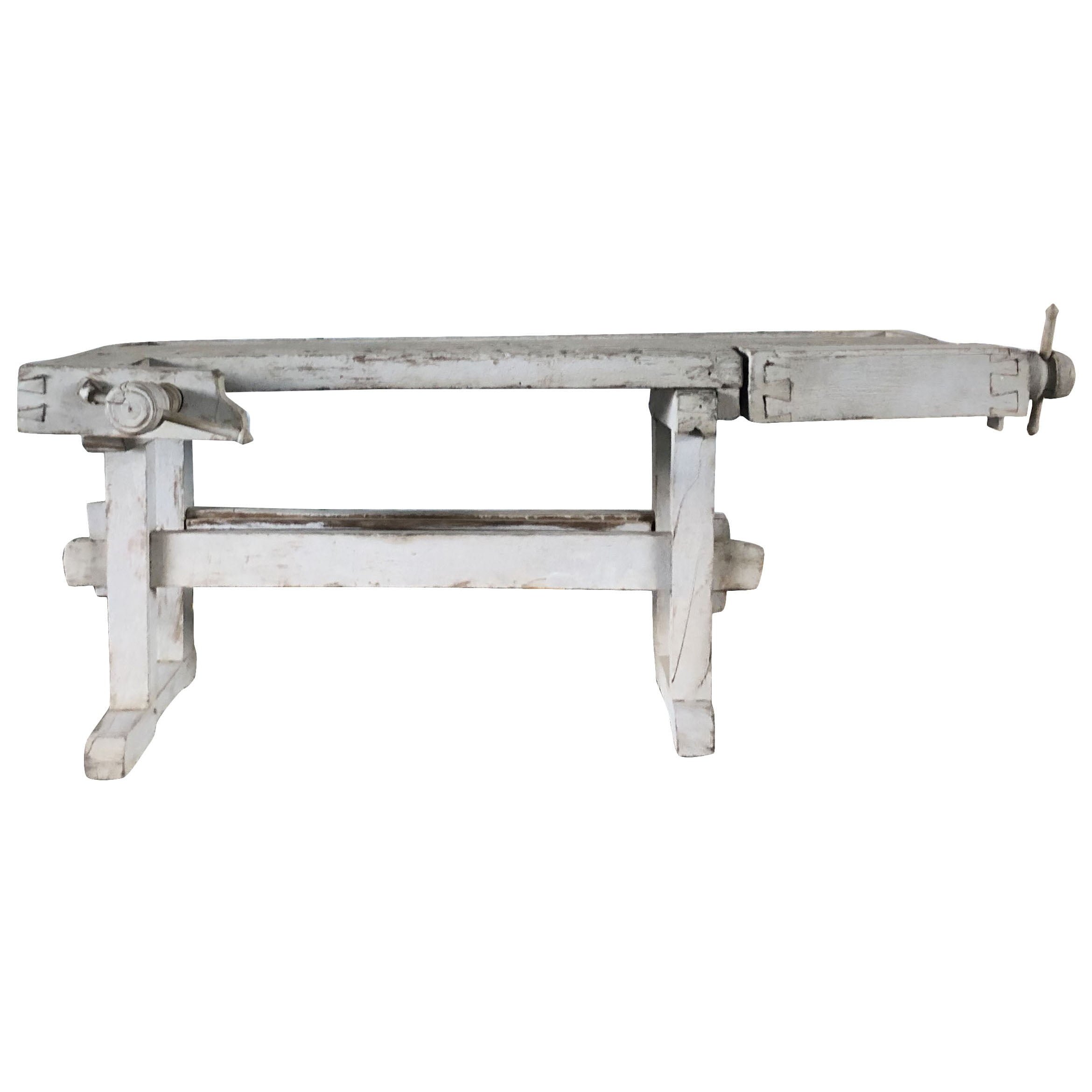 19th Century Swedish Gustavian Pinewood Working Table – Antique Carpenter Bench