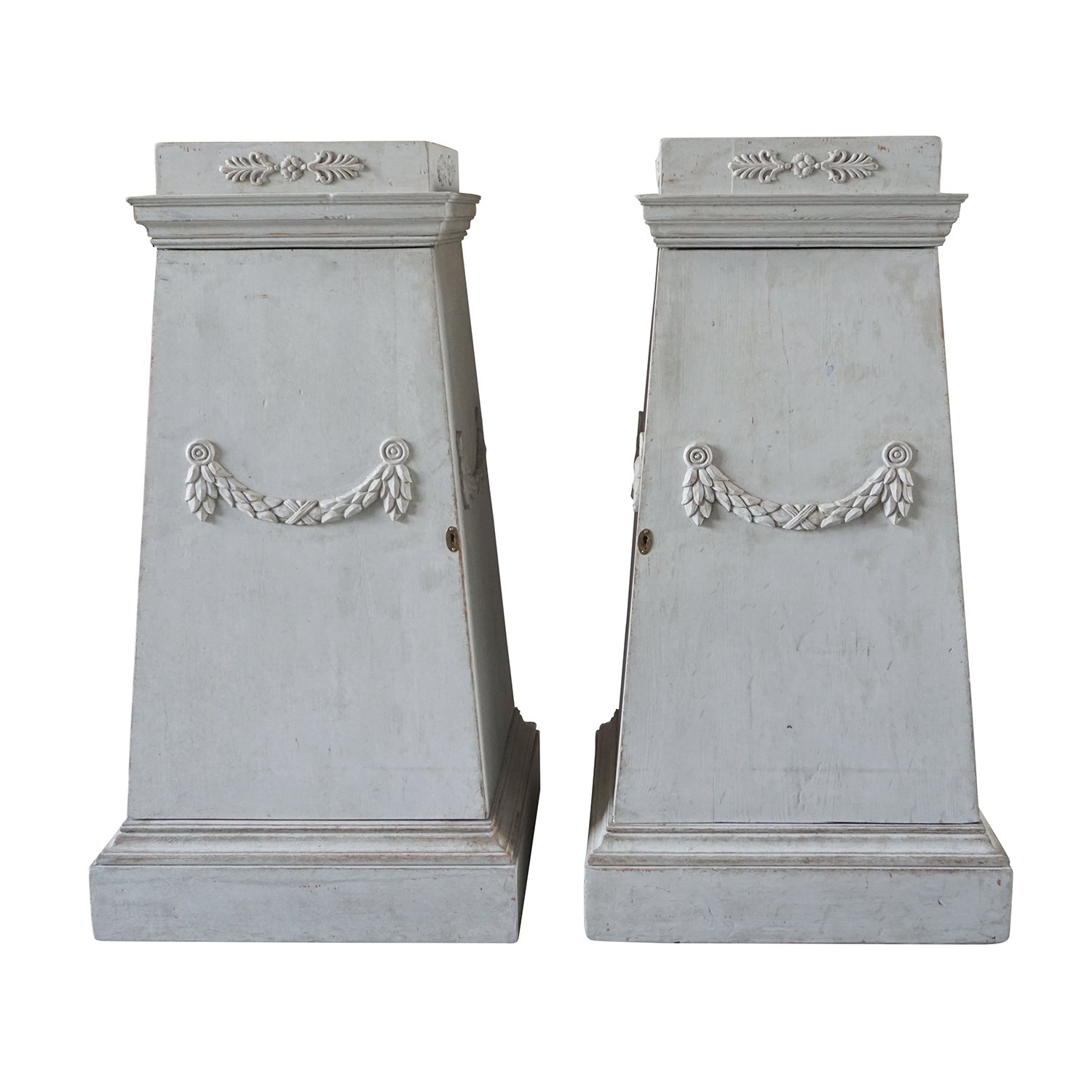 18th Century Swedish Gustavian Pedestals – Antique Neoclassical Pine Cabinets