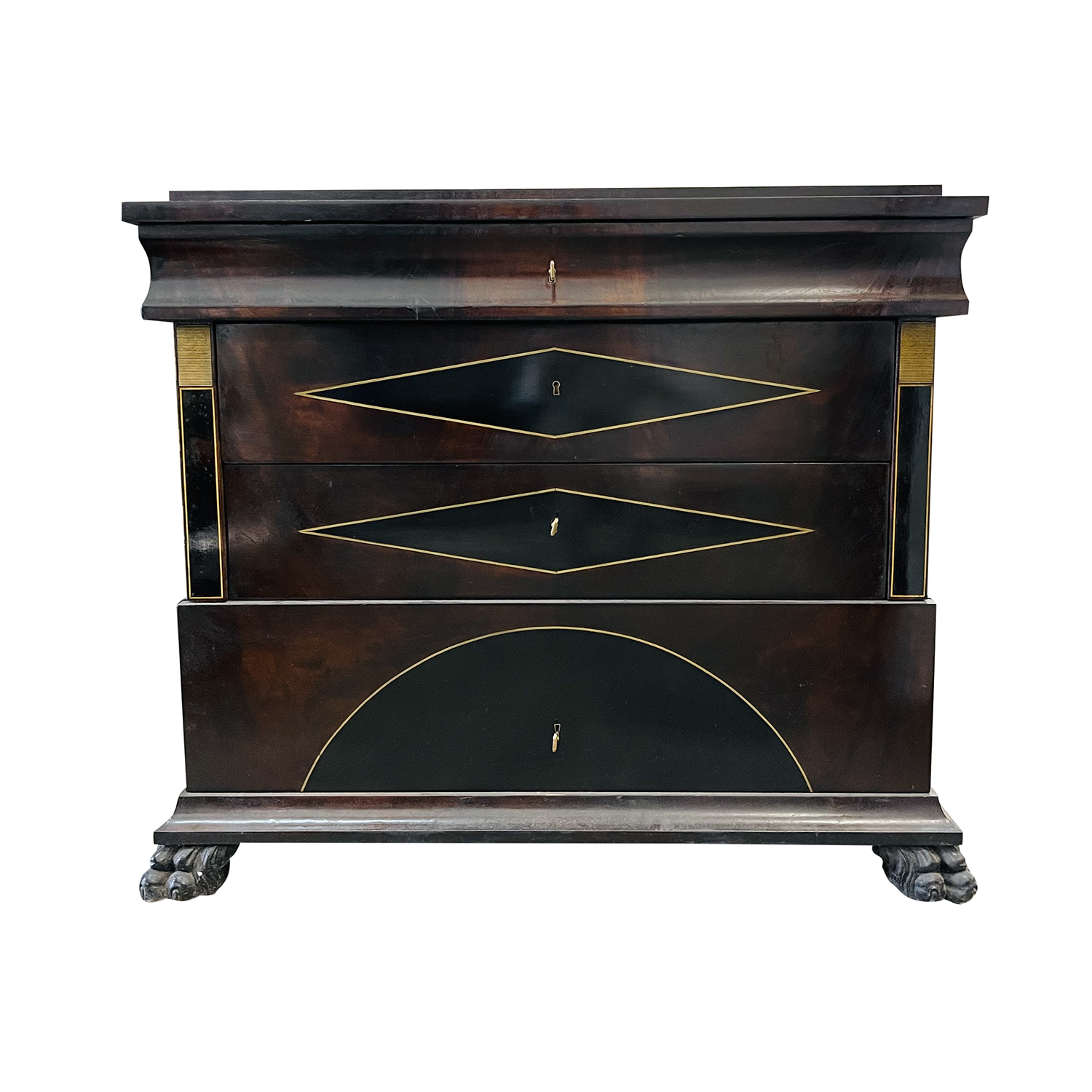 19th Century European Veneered Mahogany Chest of Drawers – Antique Commode