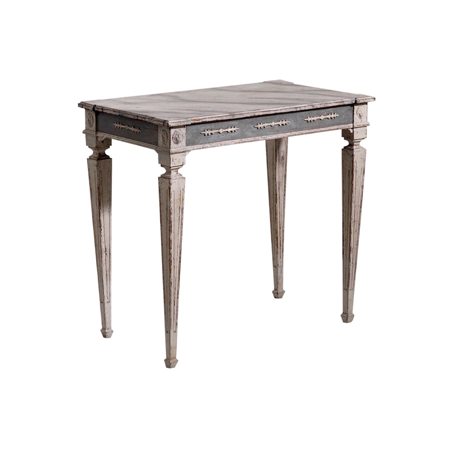 19th Century Grey Swedish Gustavian Pine Console Table – Scandinavian End Table