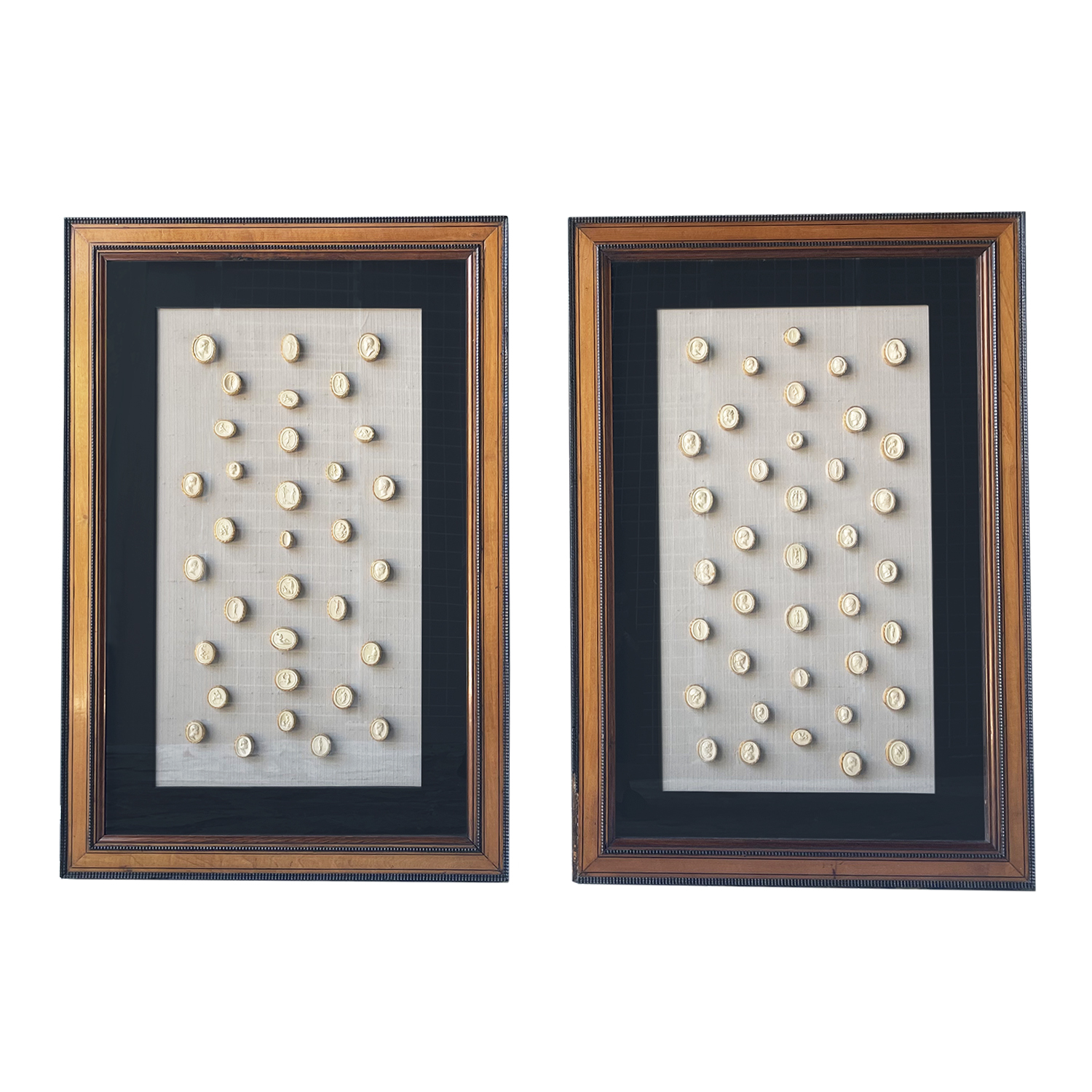 19th Century Italian Pair of Framed Grand Tour Intaglios – Antique Wall Décor