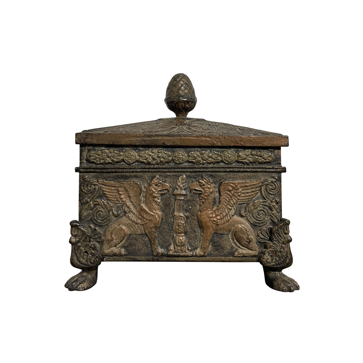 19th Century German Small Empire Iron Coffer – Antique Table Décor