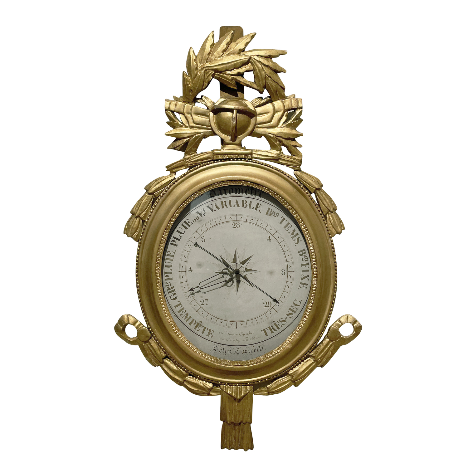 18th Century French Louis XVI Period Gilded Barometer by Evangelista Torricelli