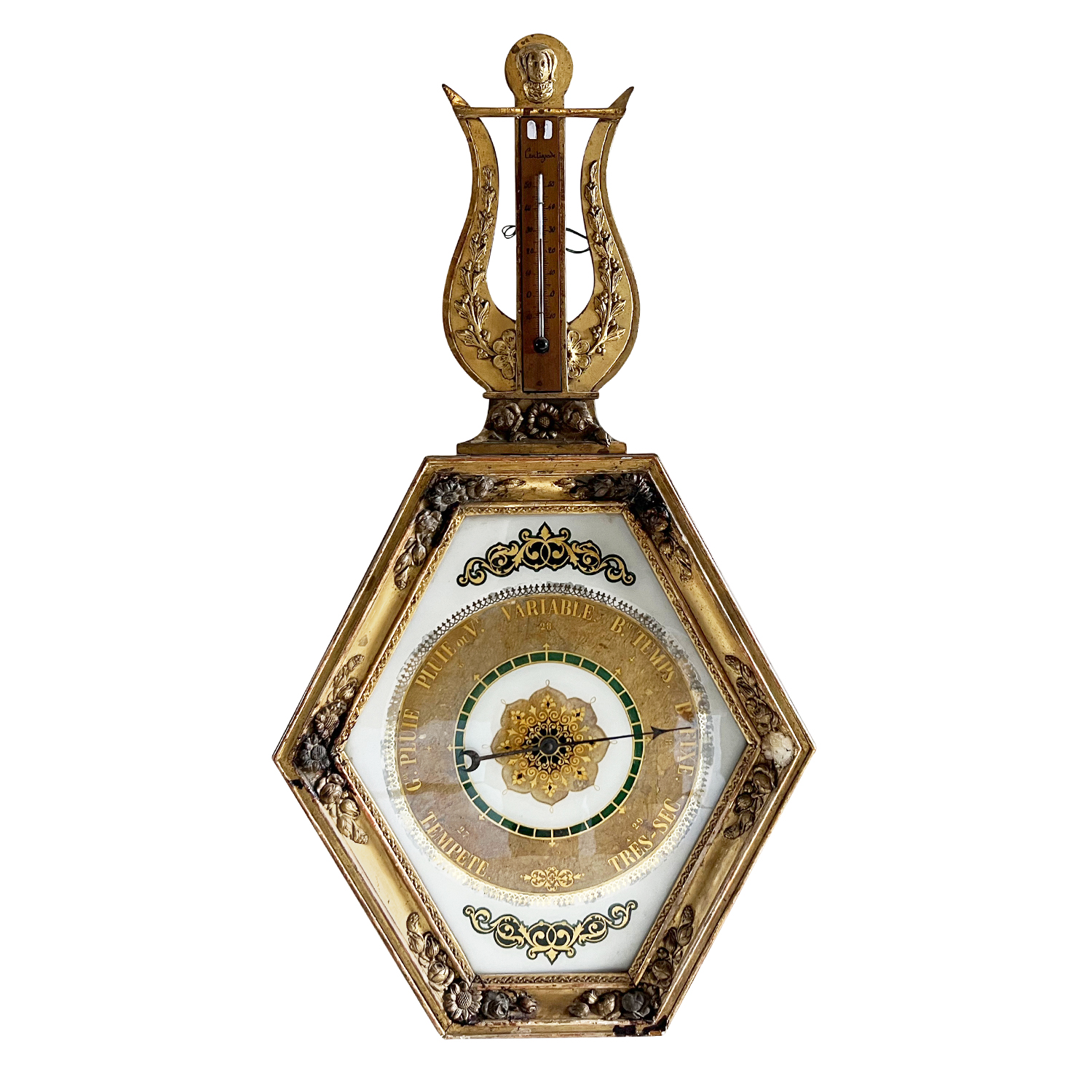 18th Century French Gilded Wood Barometer – Antique Parisian Thermometer