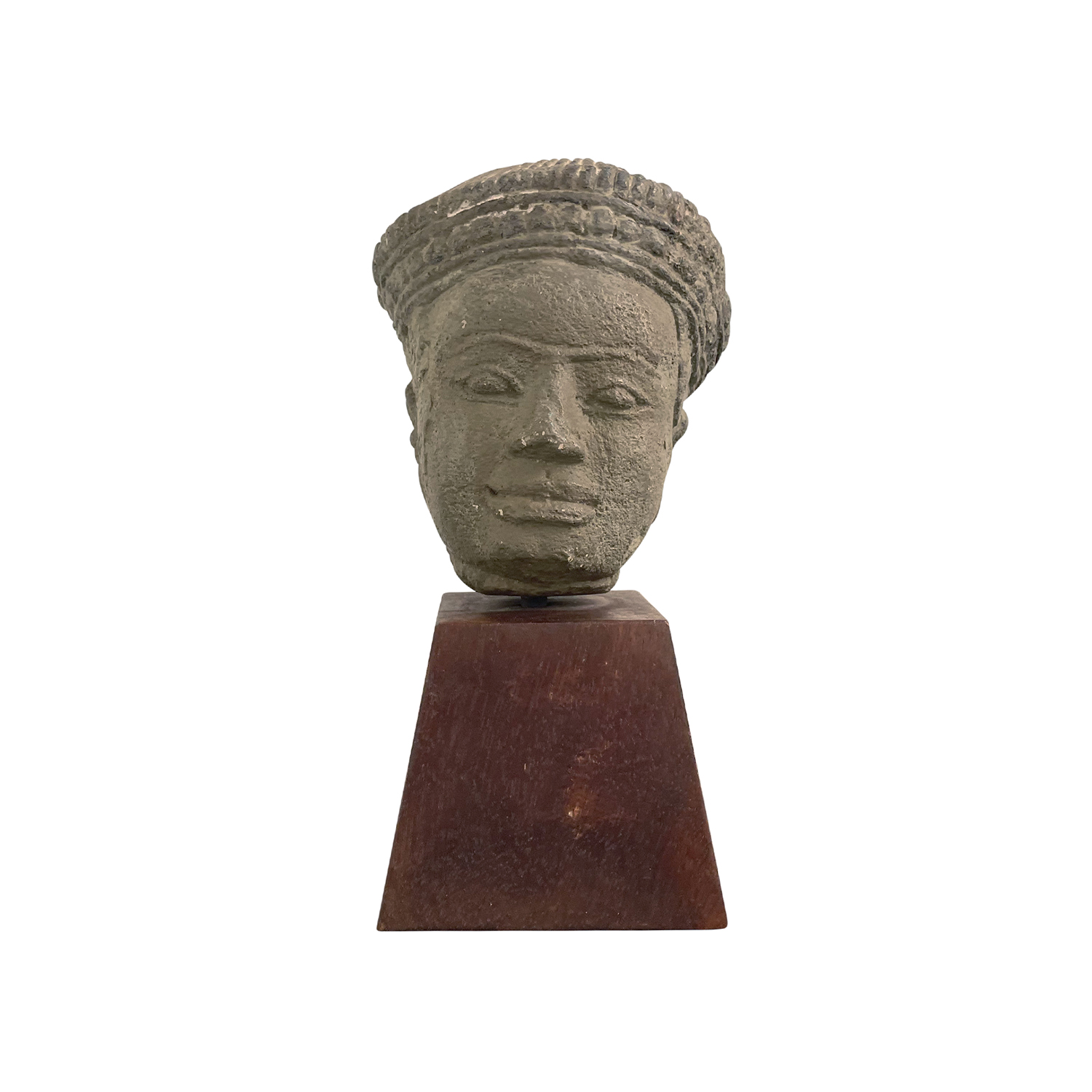 20th Century Thai Metal, Walnut Buddha Head – Vintage Décor