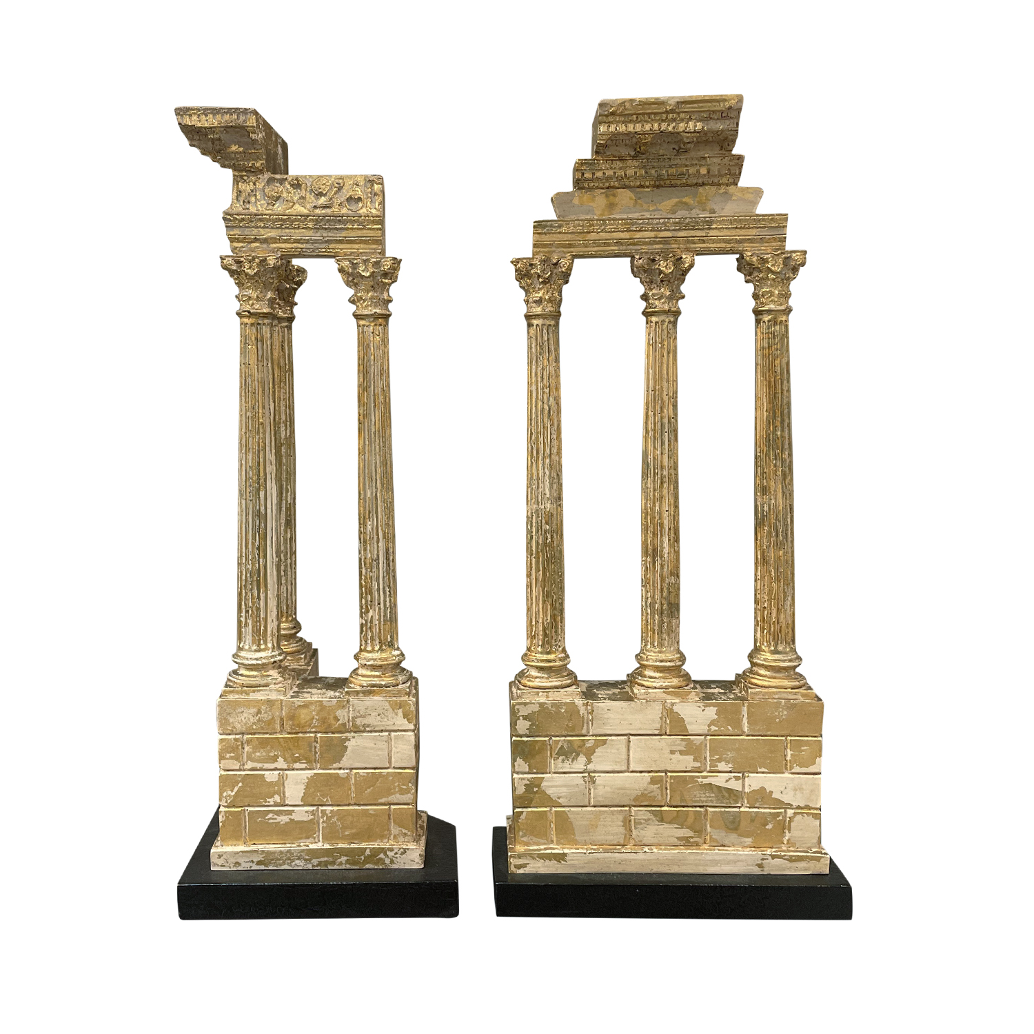 19th Century Italian Set of Antique Gilt Stone Fragments, Columns