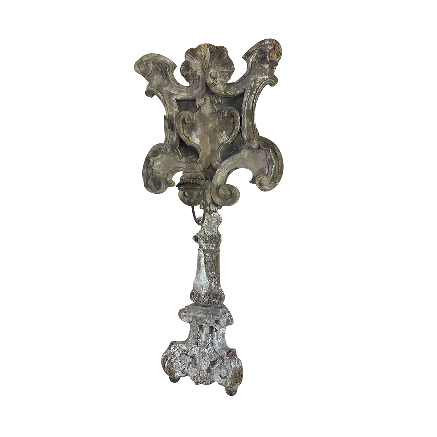 19th Century French Oakwood Candle Holder – Antique Single Candle Stick