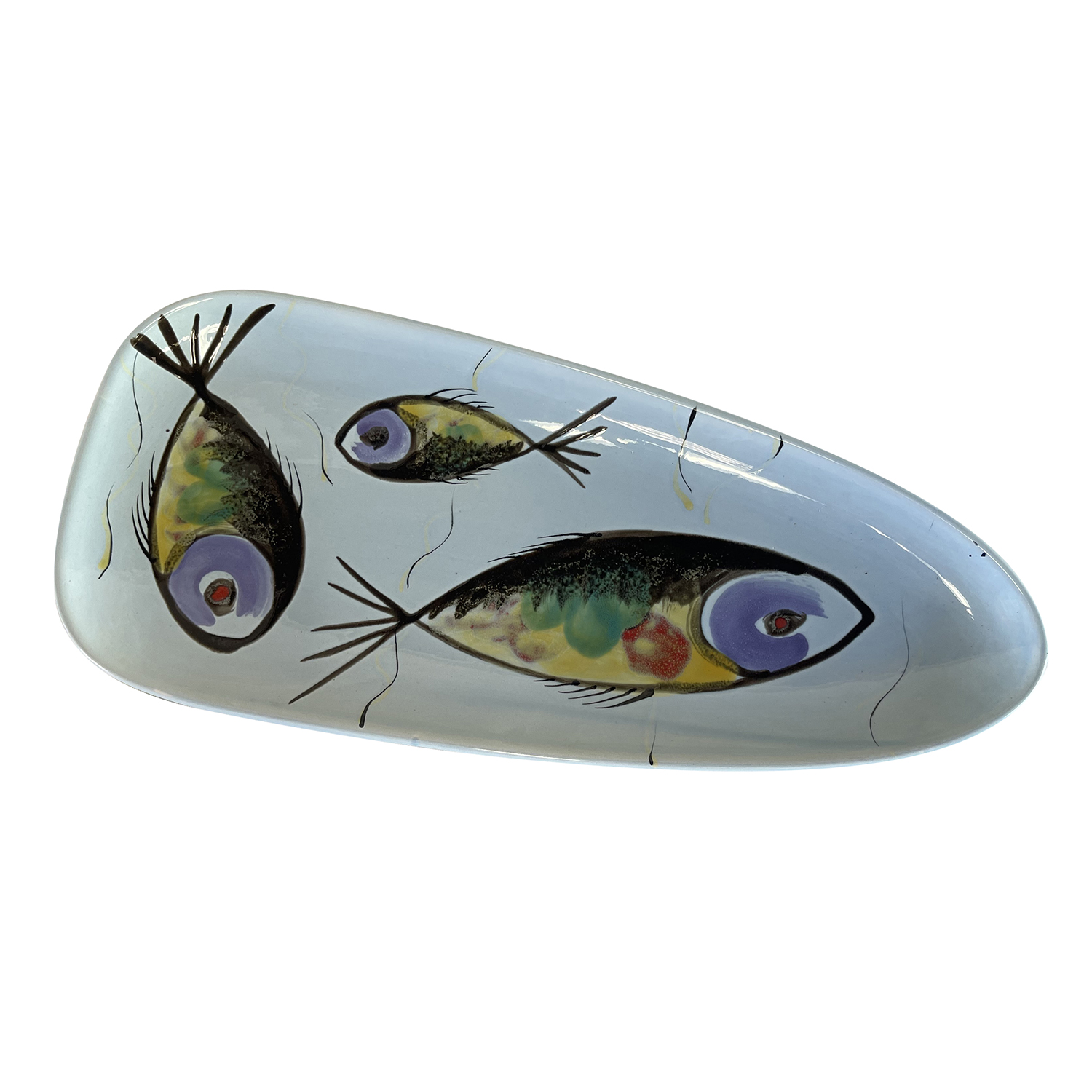 1970s Aqua Fish Serving Plate