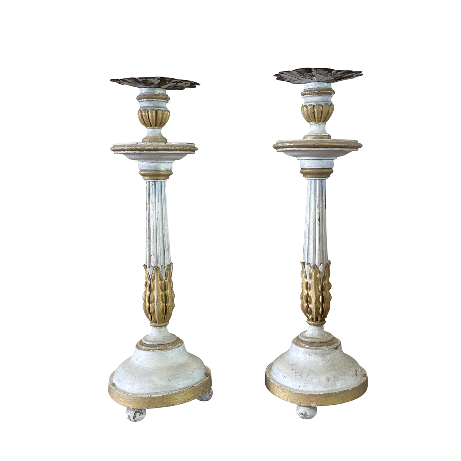 19th Century Swedish Gustavian Pair of Pinewood Candle Holders – Antique Sticks