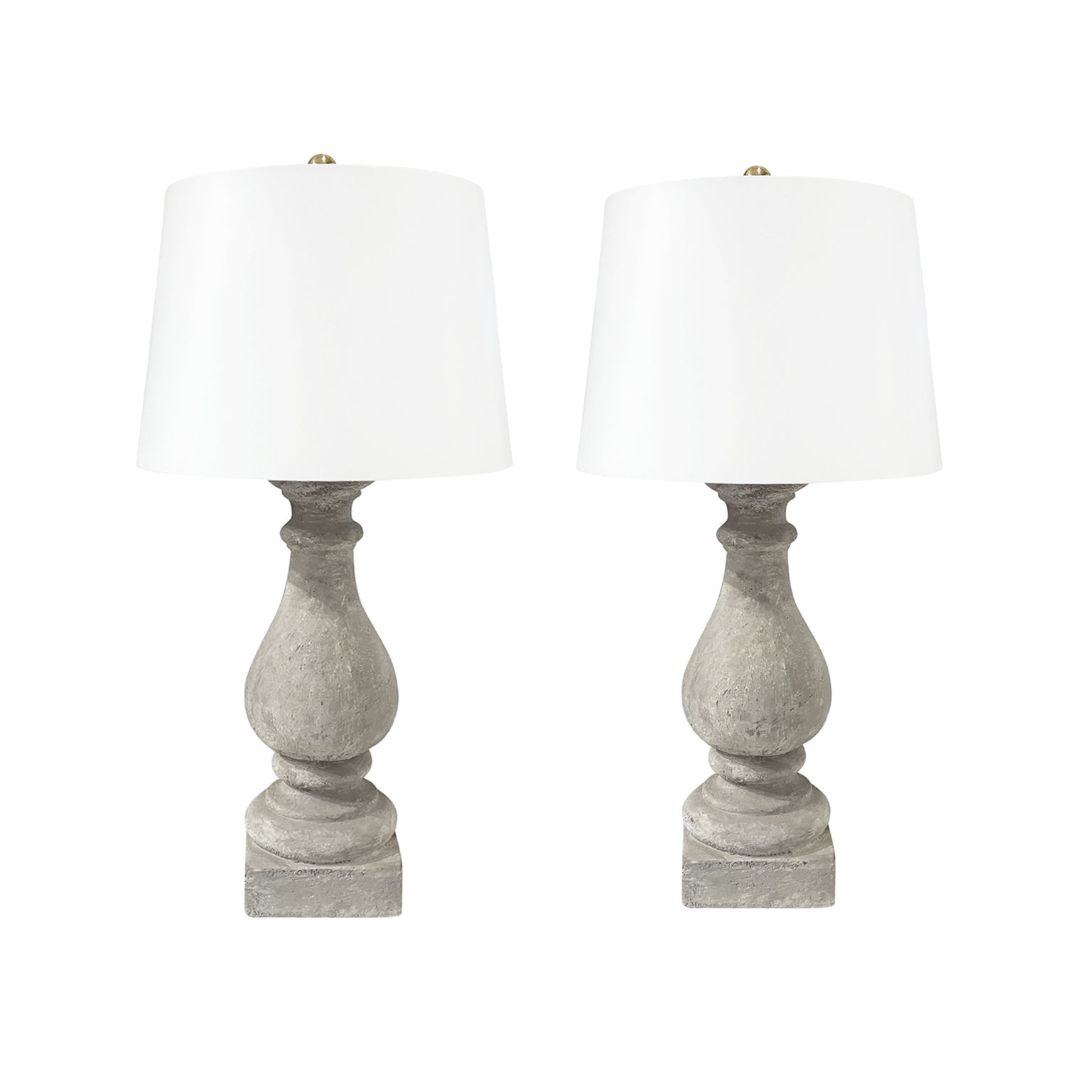 20th Century French Pair of Light-Grey Vintage Tall Pièrre Composée Table Lamps
