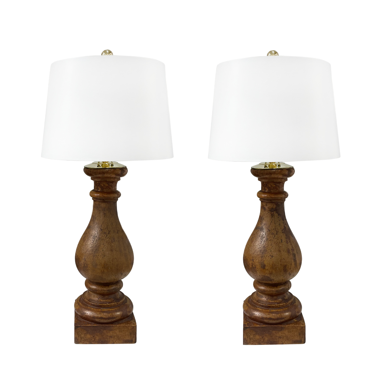 20th Century French Vintage Pair of Brown-Red Tall Pièrre Composée Table Lamps