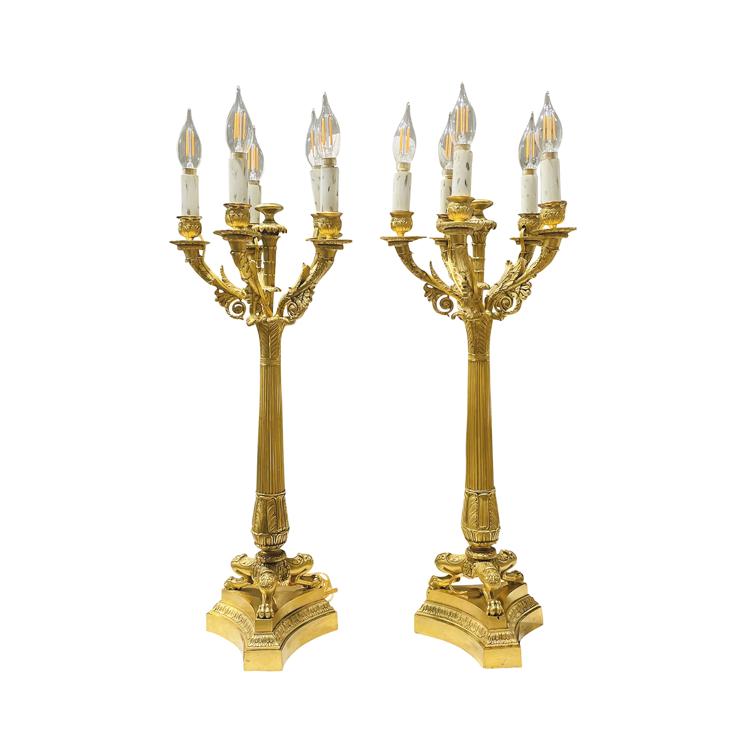 19th Century French Pair of Charles X Bronze Candle Holders – Antique Lights