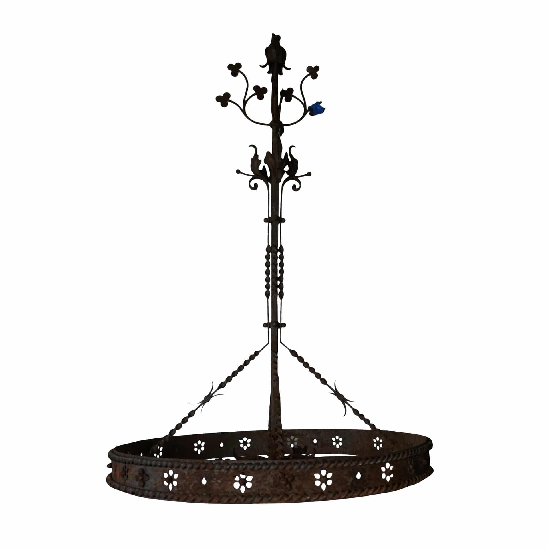 Vintage Round Belgian Metal Chandelier