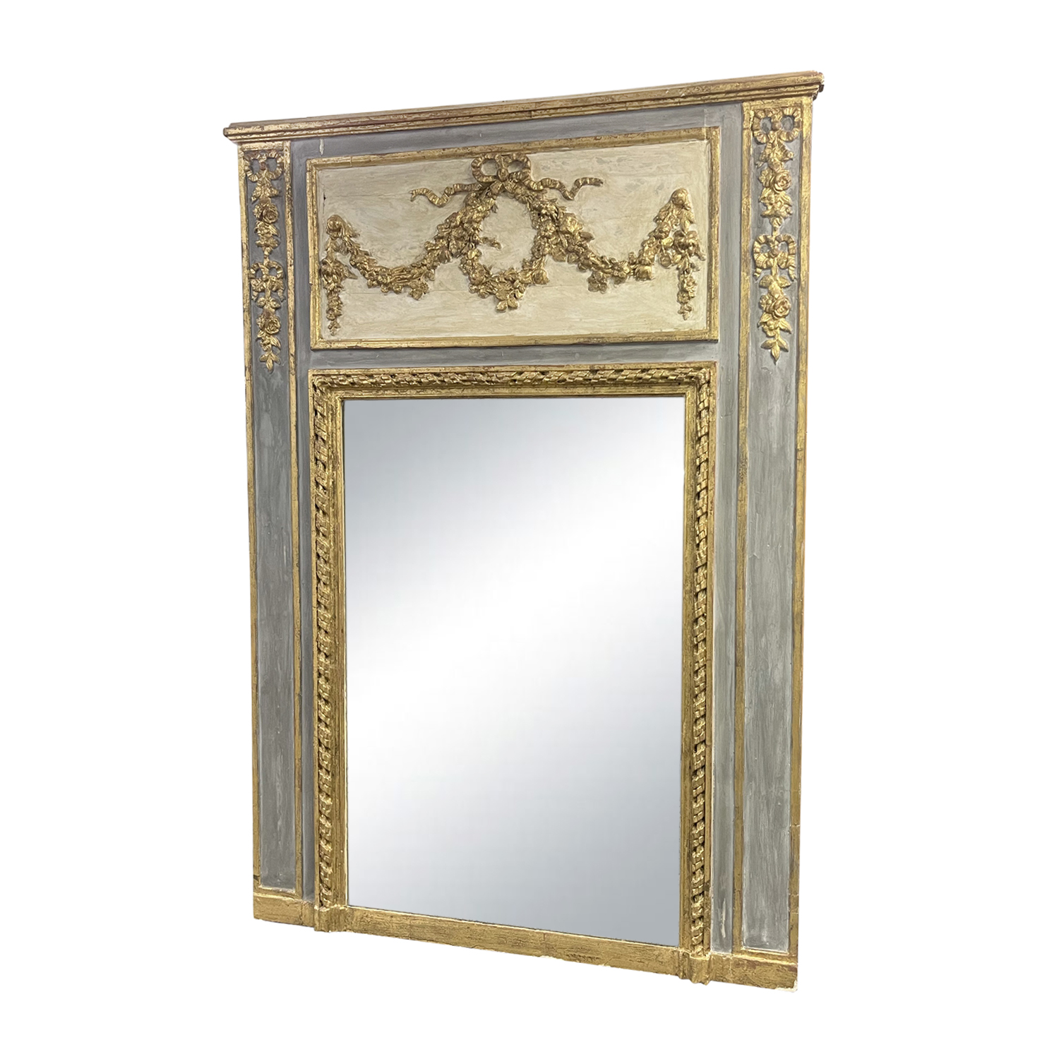 19th Century French Louis XVI Gilded Wood Trumeau Glass Mirror – Antique Décor