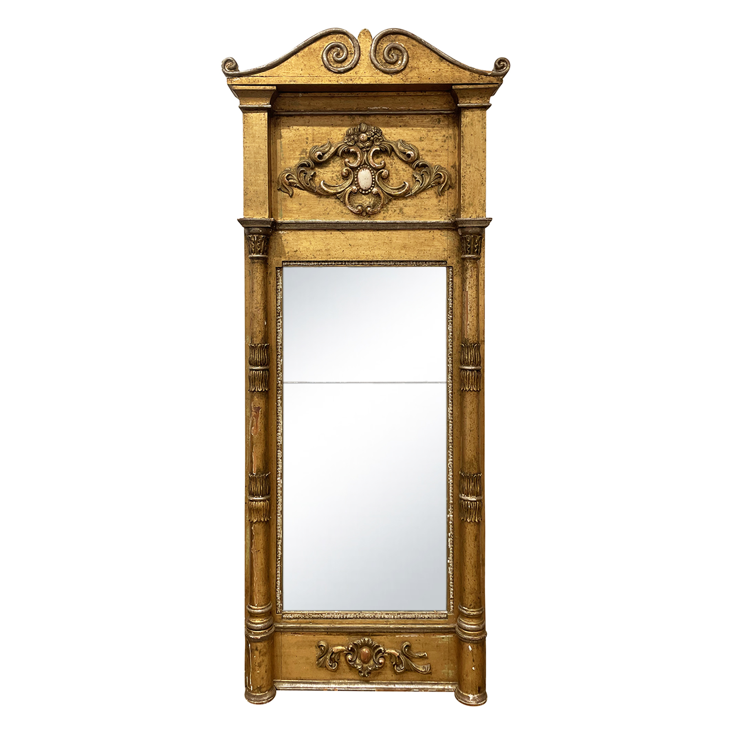 18th – 19th Century French Rococo Style Gilded Pinewood Wall Glass Mirror