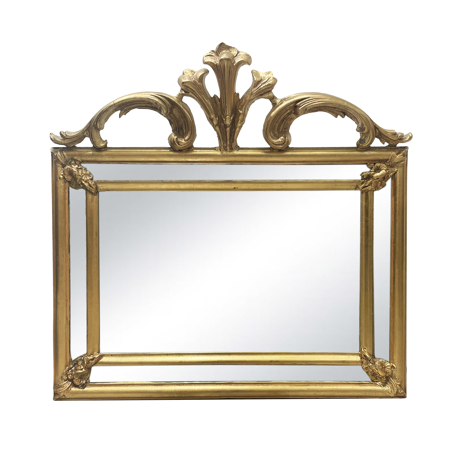 19th Century French Antique Empire Gilded Pinewood Wall Glass Mirror