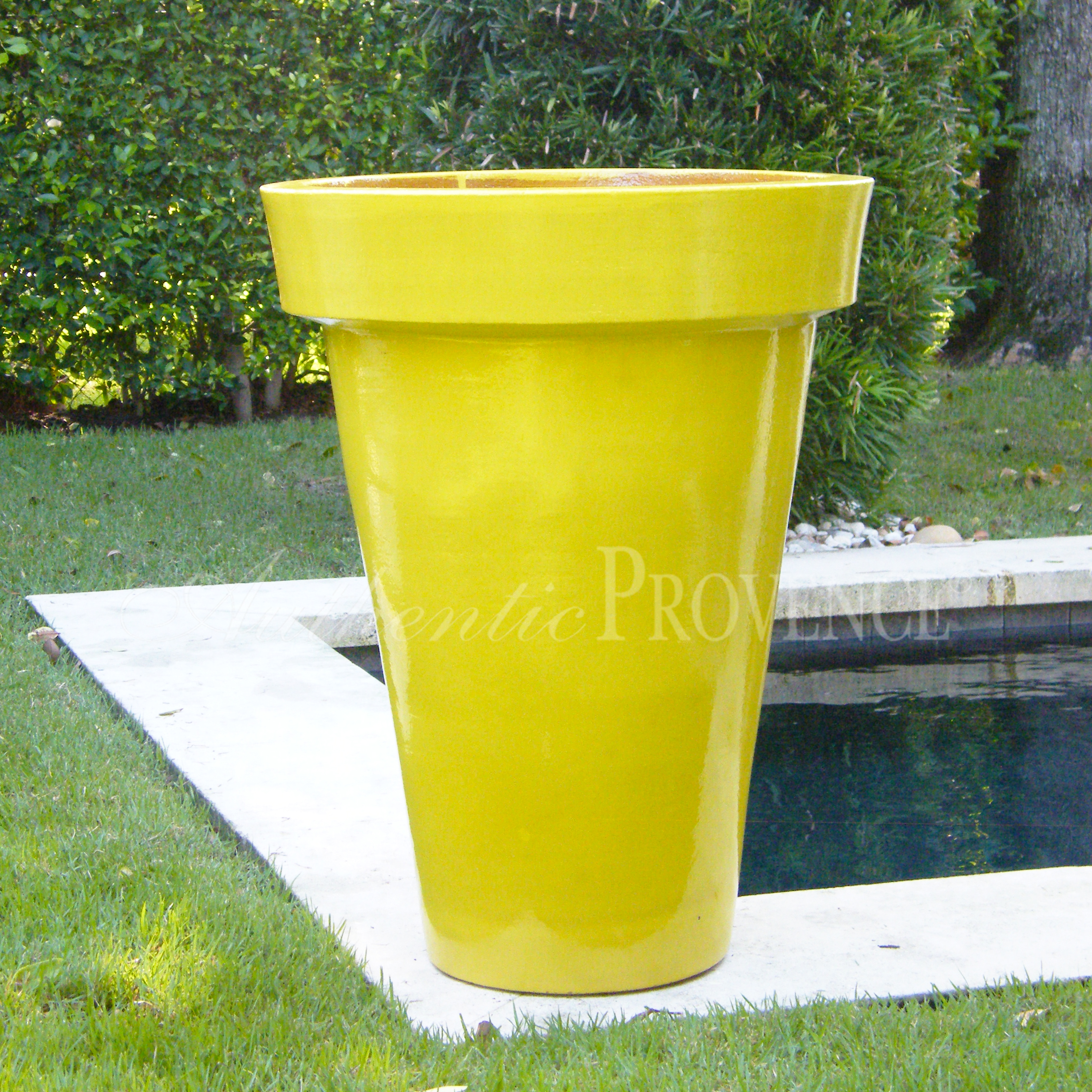 Contemporary Garden Planters in Terracotta in Lemon Yellow from France