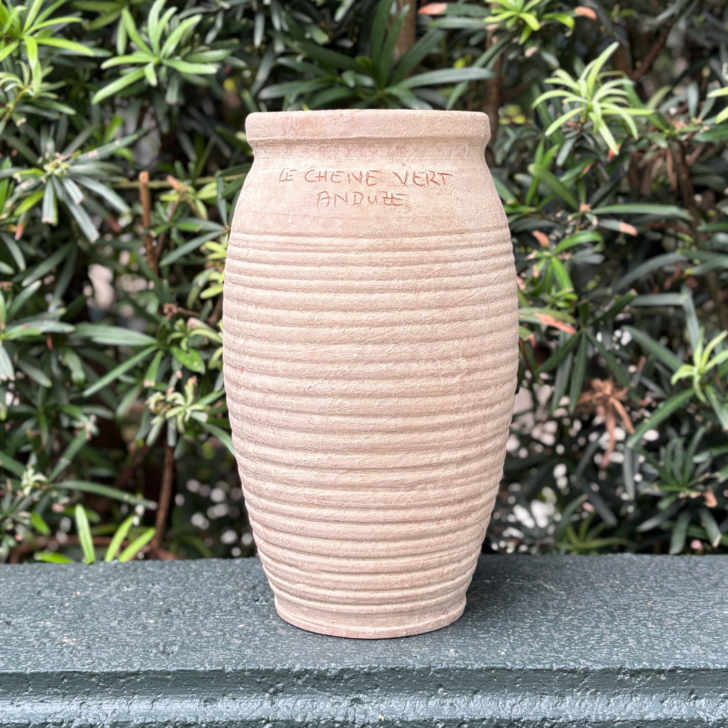 Tall Ribbed Provencal Belly Jar Hand Crafted in Terra Cotta