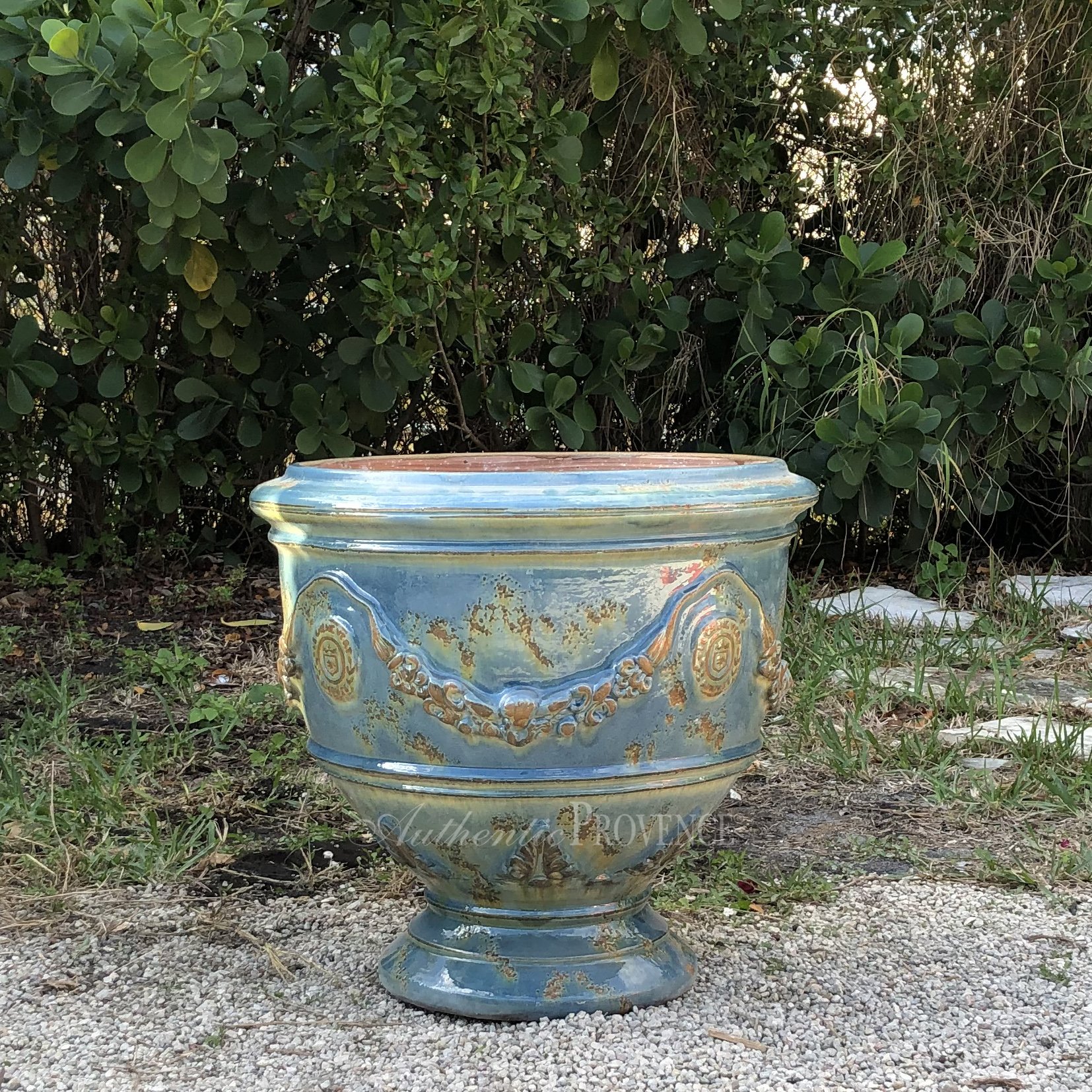 Large Anduze Cup Garden Planter in Mediterranean Blue