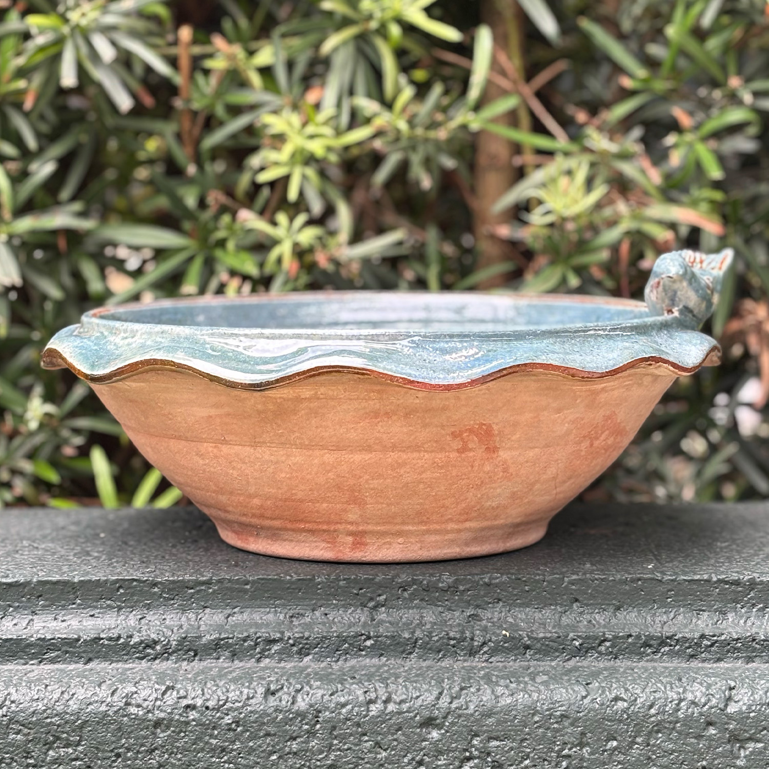 Small Hand Painted Blue Enamel Bowl from France