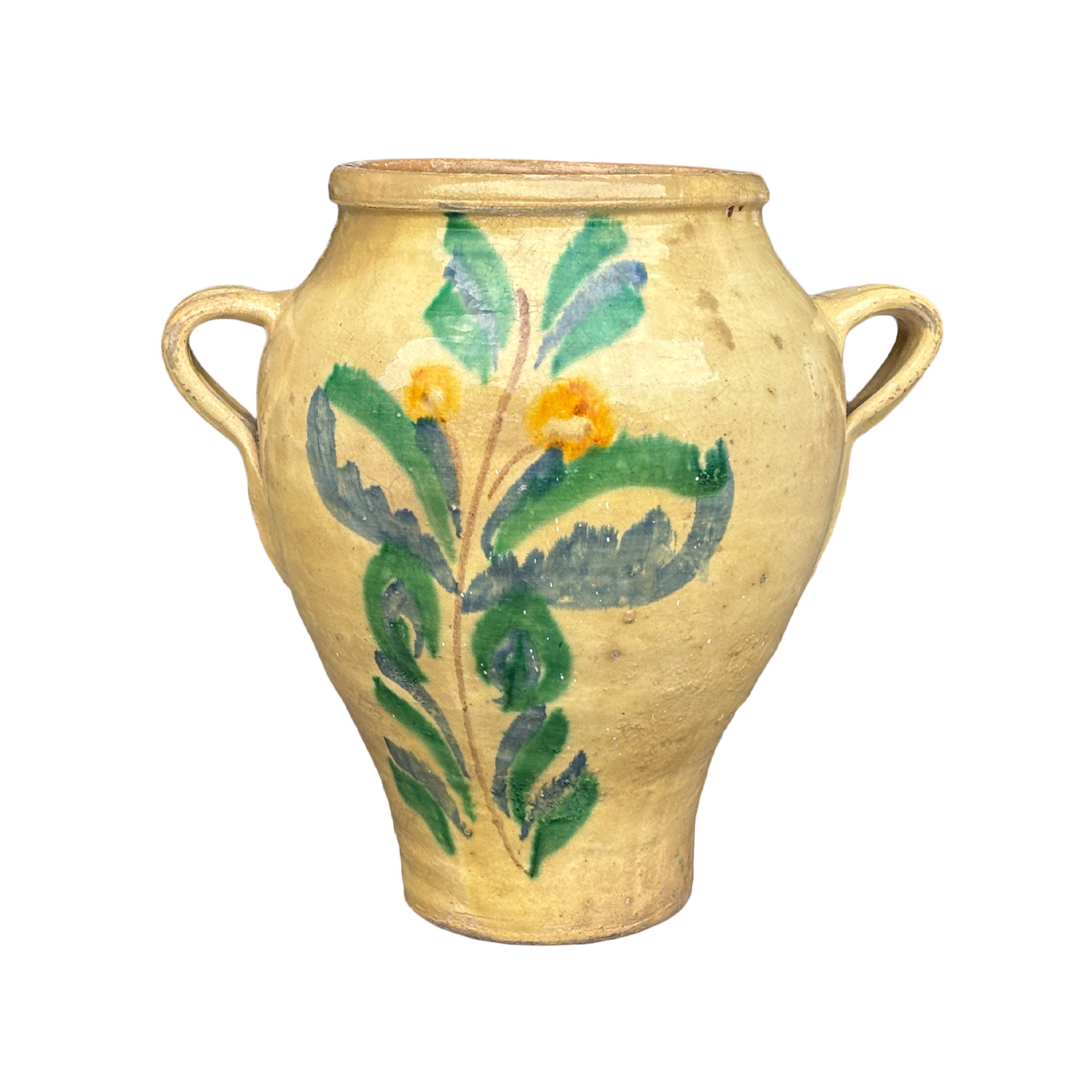 Antique Painted Majolica Pot from Cordoba, Spain