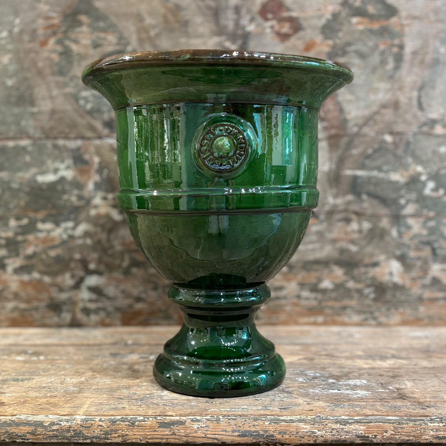 A French Garden Urn from Anduze in Terracotta in Green