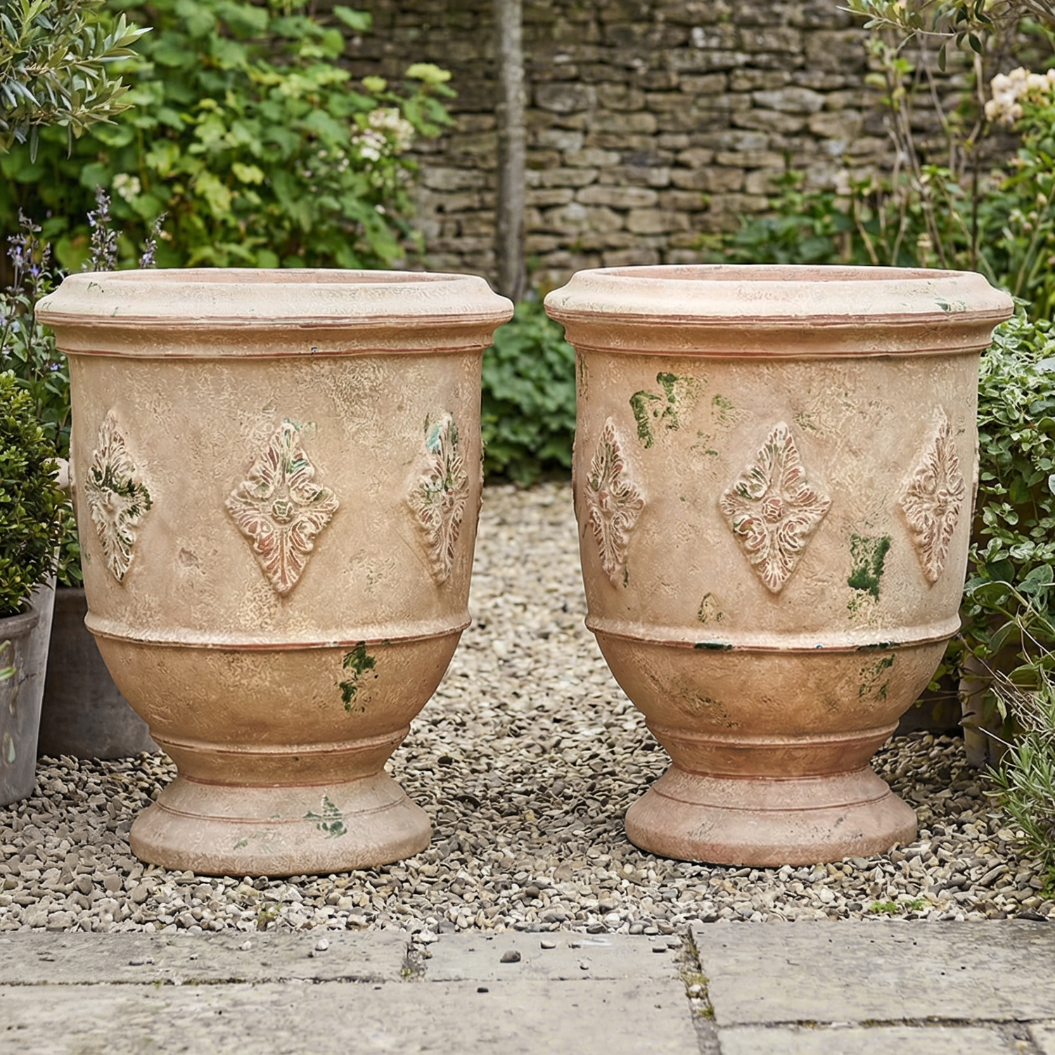 Louis XVI style Garden Planter Urn from France with Antiqued Patina