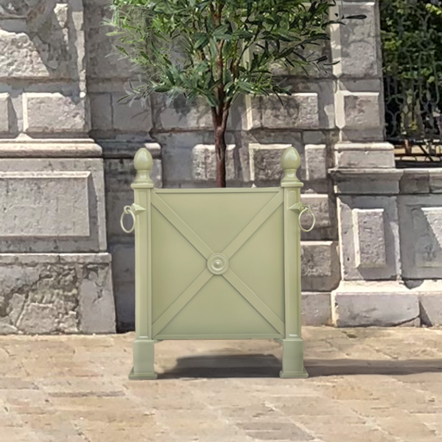 Pair of Garden Planters Trouville Vert Olive