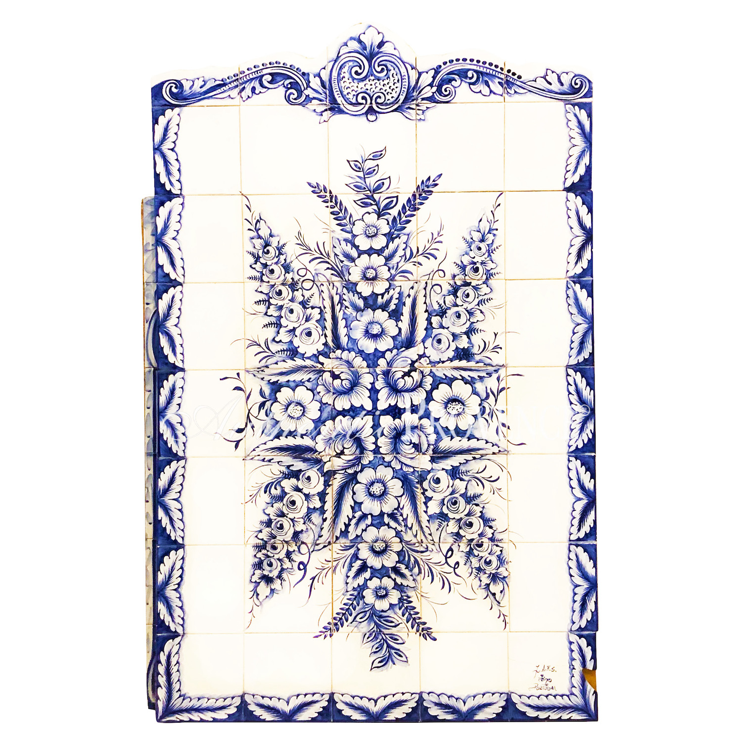 Blue and White Azulejos Tile Painting Monchique from Portugal