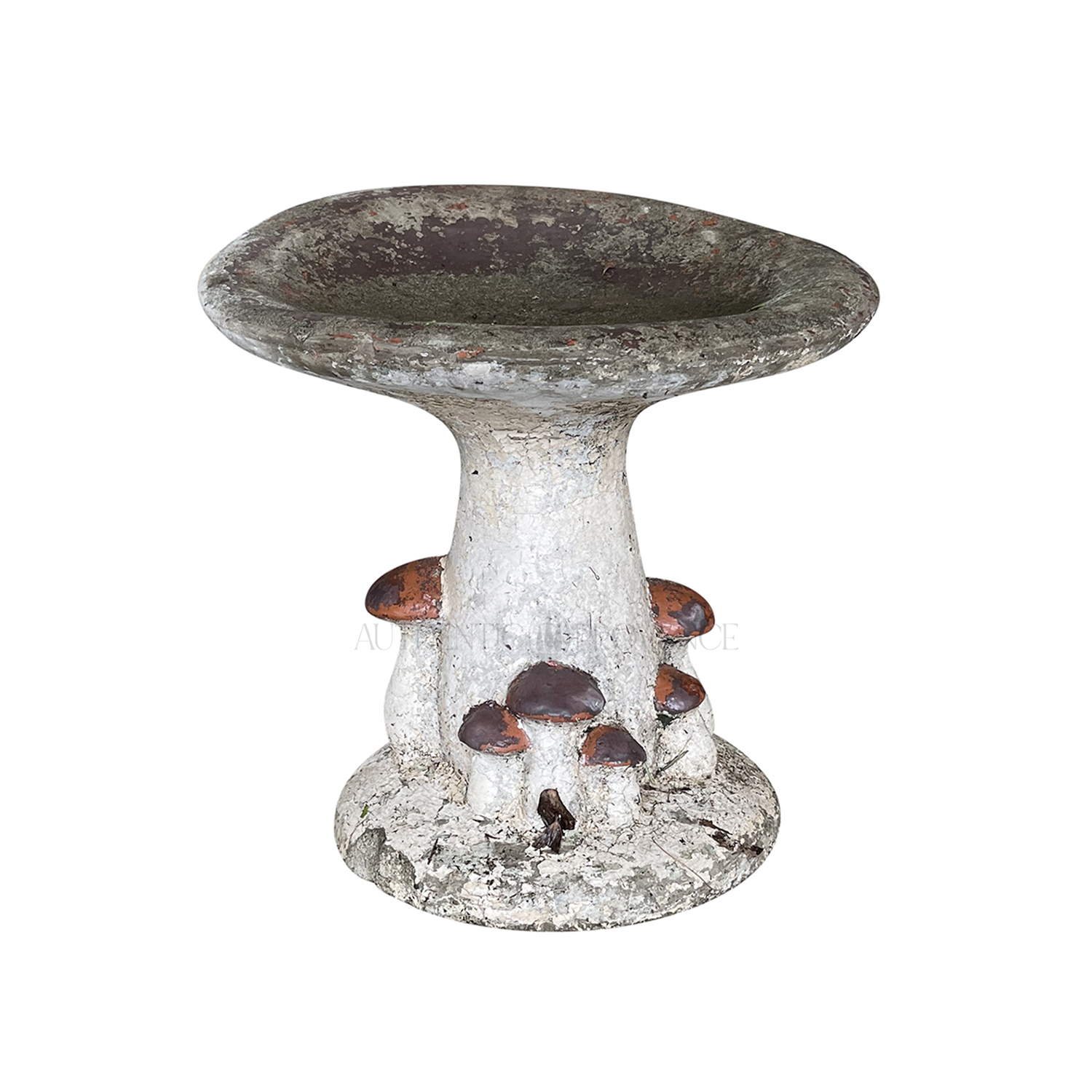 French Faux Bois Mushroom Garden Stool in Cement