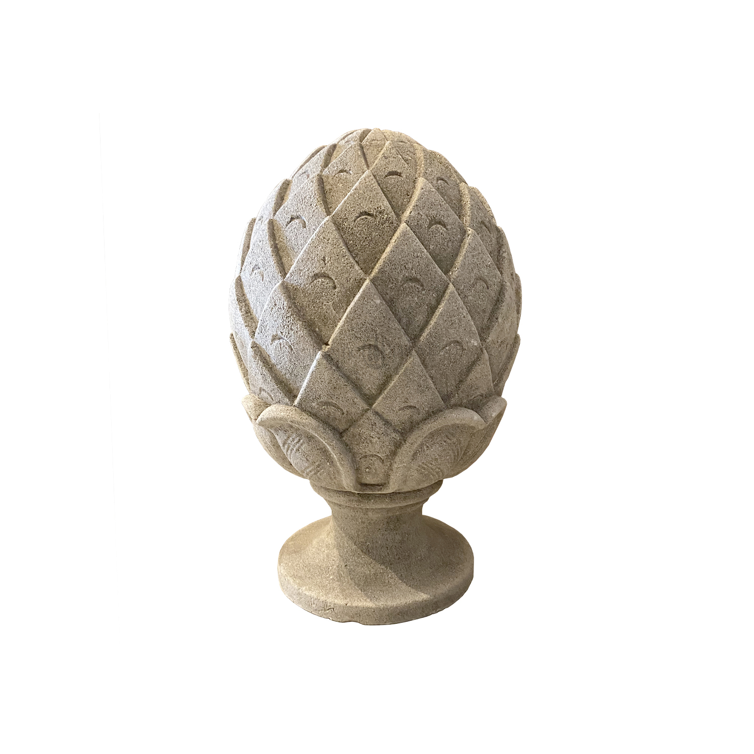 Italian Pine Cone Finial in Carved Limestone
