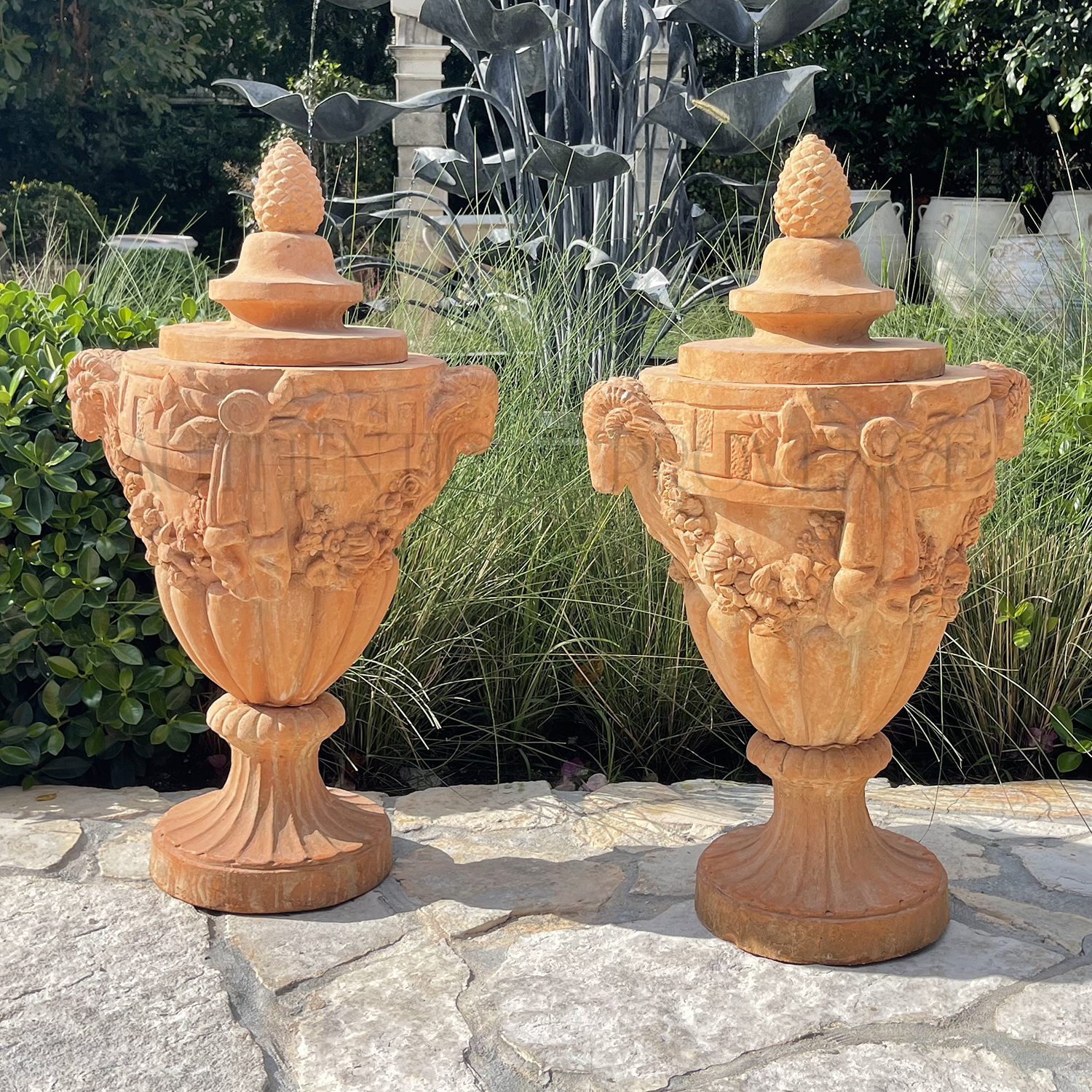 Pair of Terre Cuite Rambouillet Finials