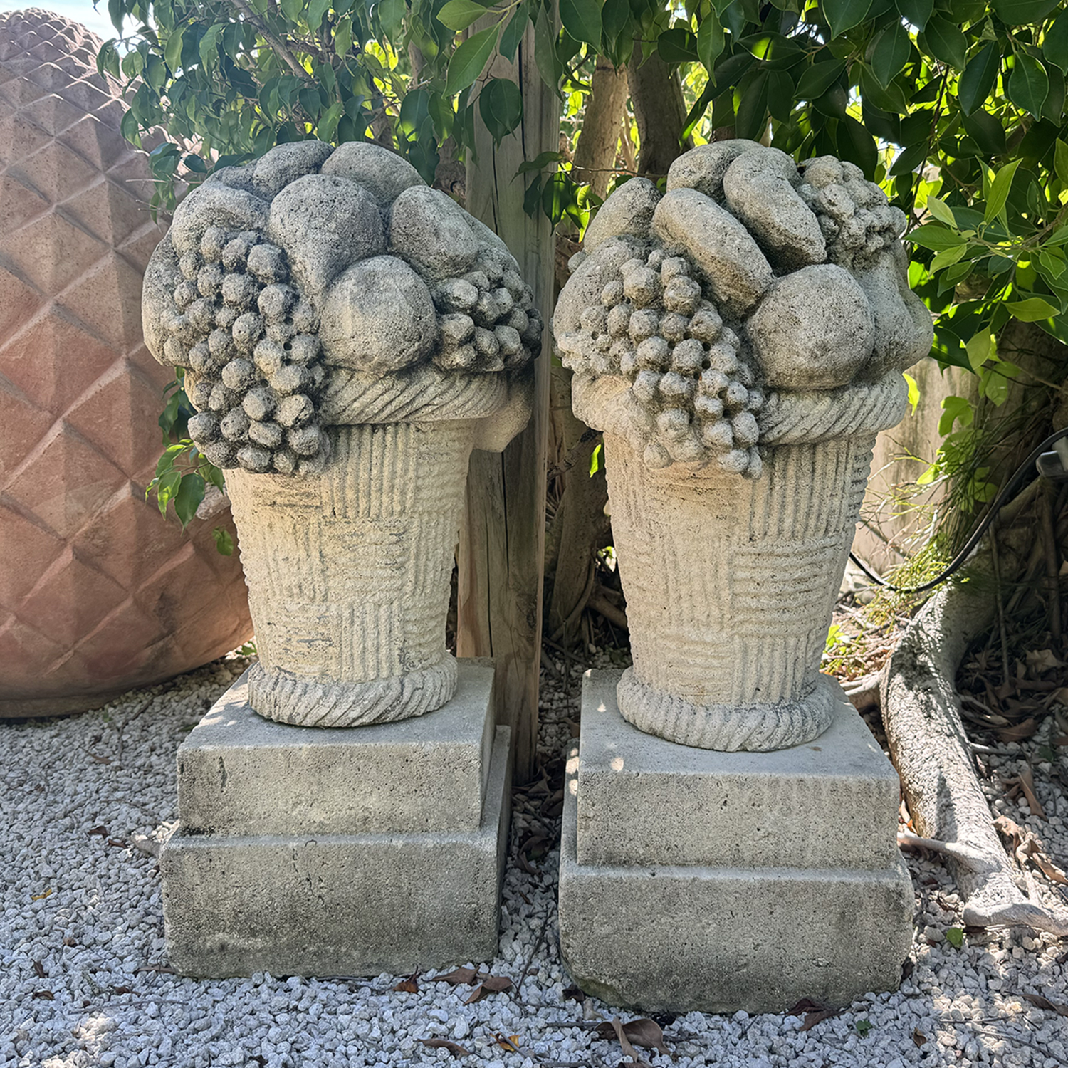 Pair of French Fruit Finial Baskets
