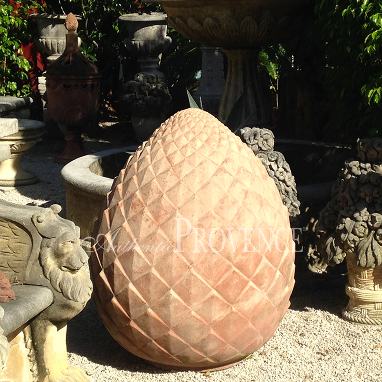 Vintage Pine Cone Garden Finial in Tuscan Terra Cotta