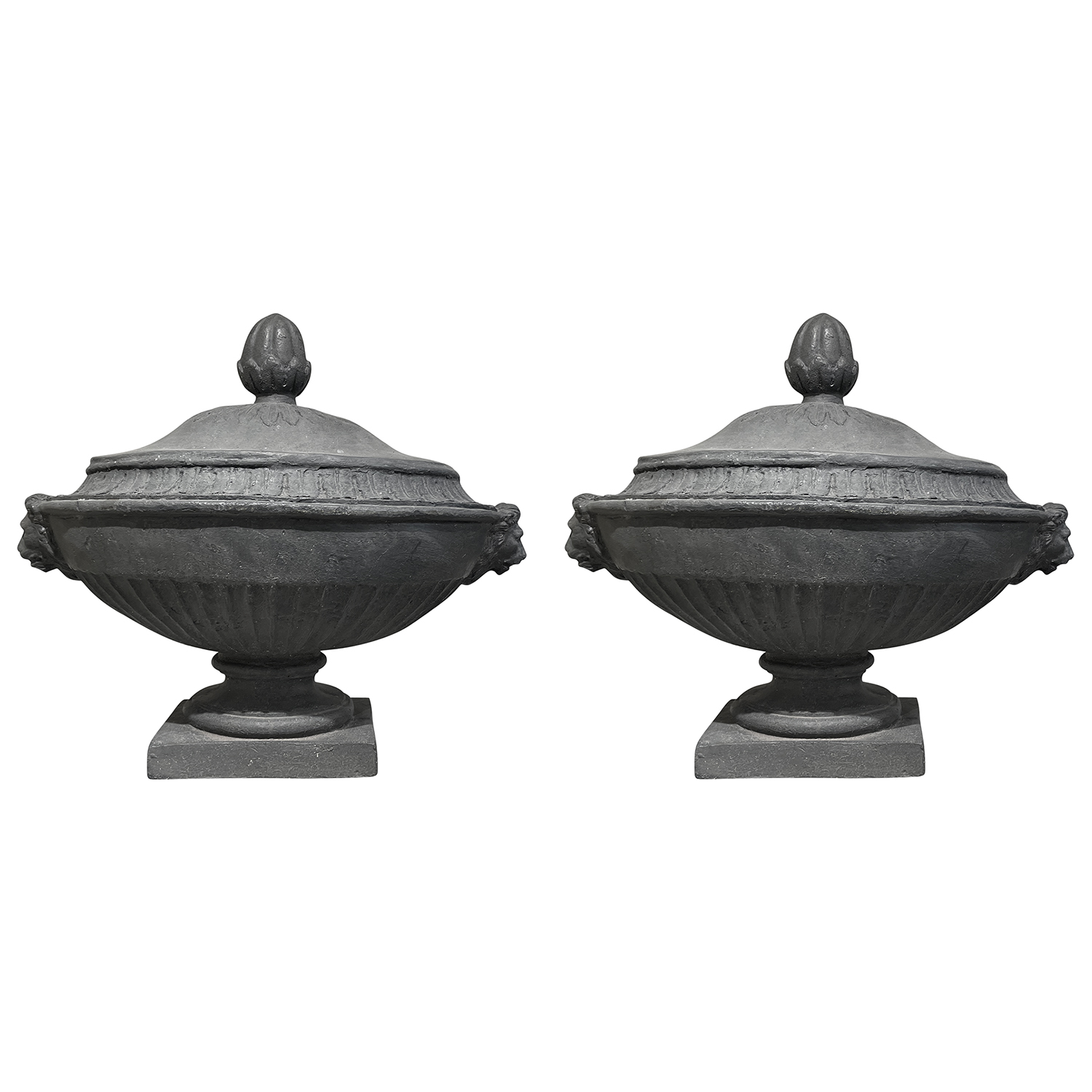 19th Century English Pair of Antique Neoclassical Lead Urns