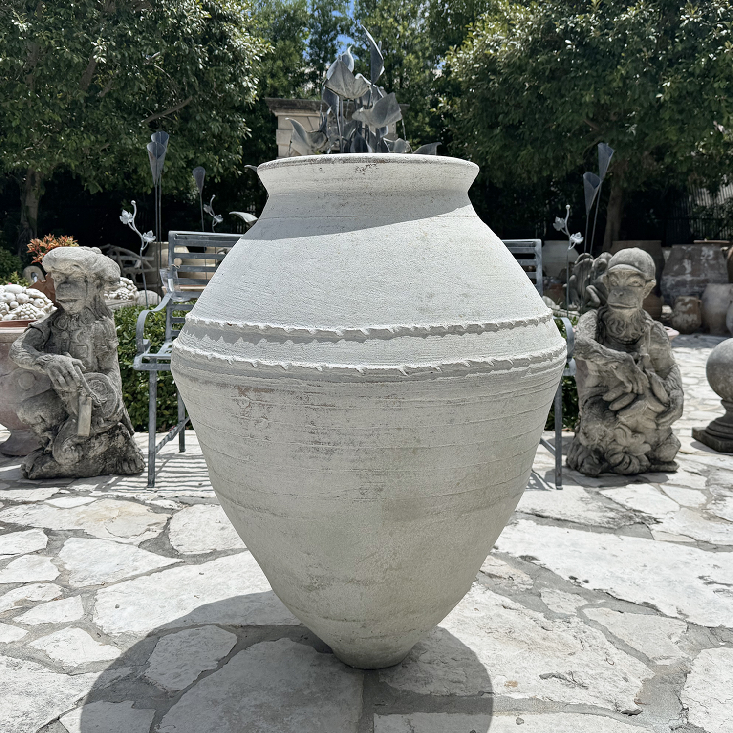 Antique Greek Kavala White Washed Olive Jar